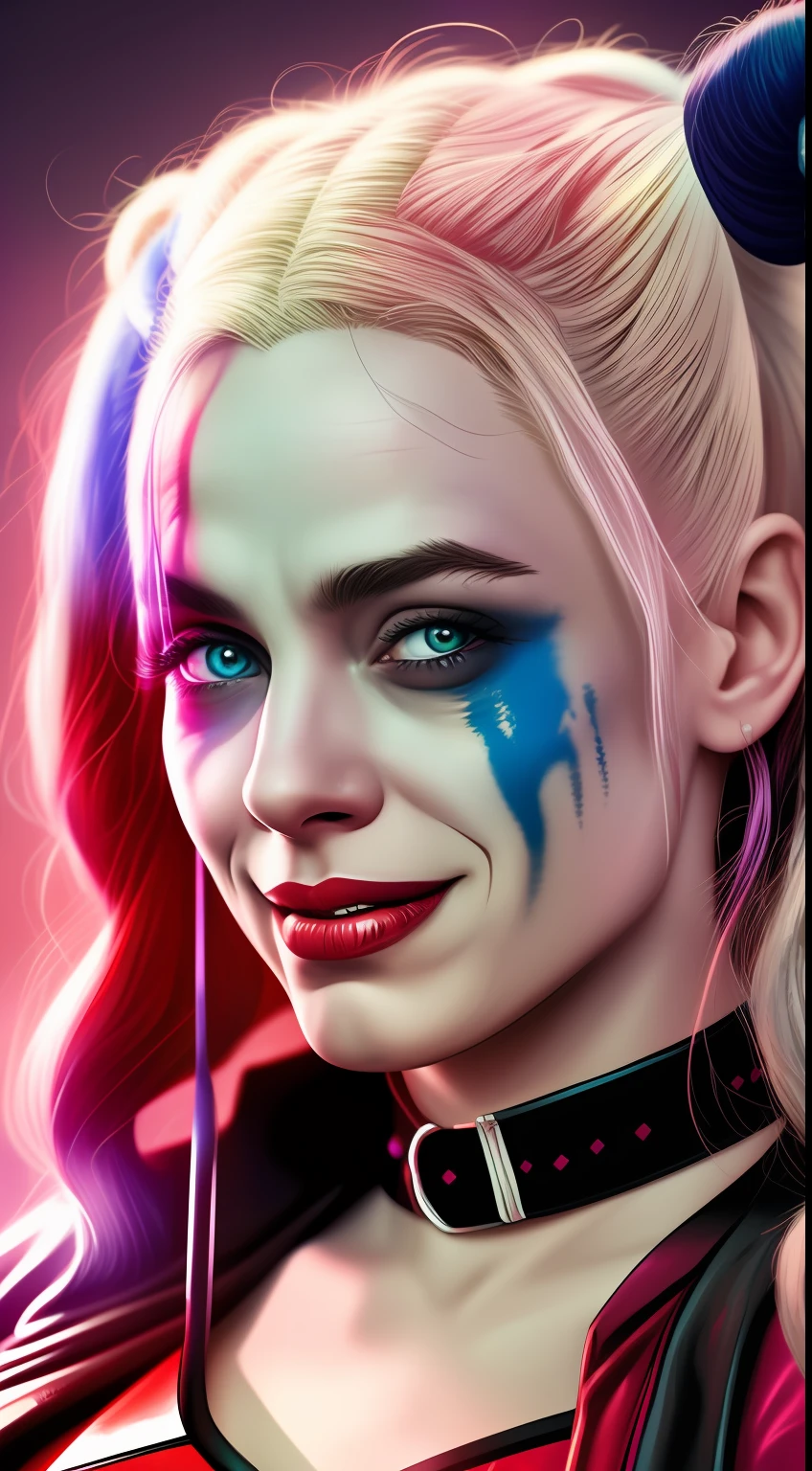 comic style illustration of harley quinn, masterpiece, high resolution, octane, 8k, detailed, sharp focus, shallow depth of field