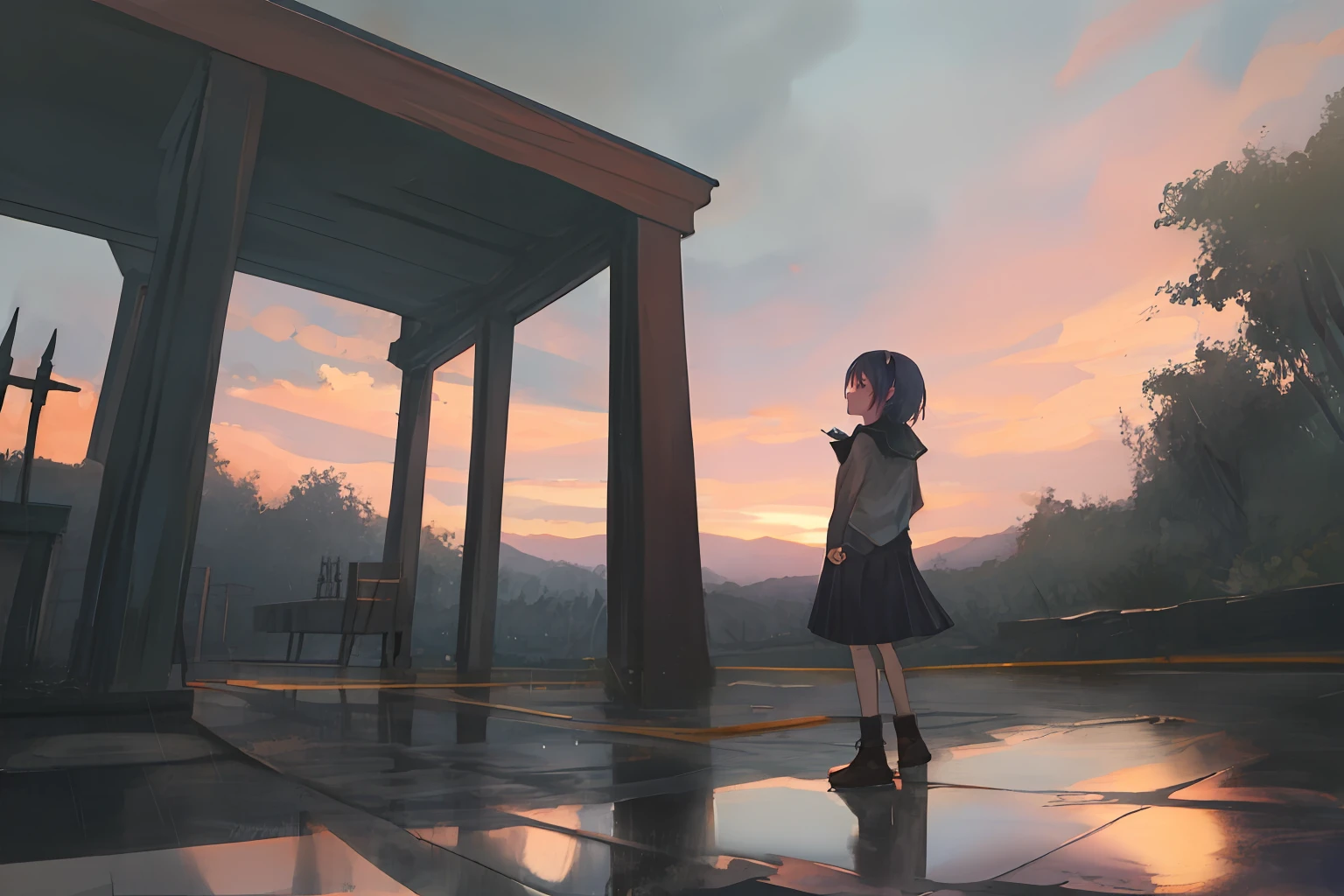 Twilight rain disperses smoke