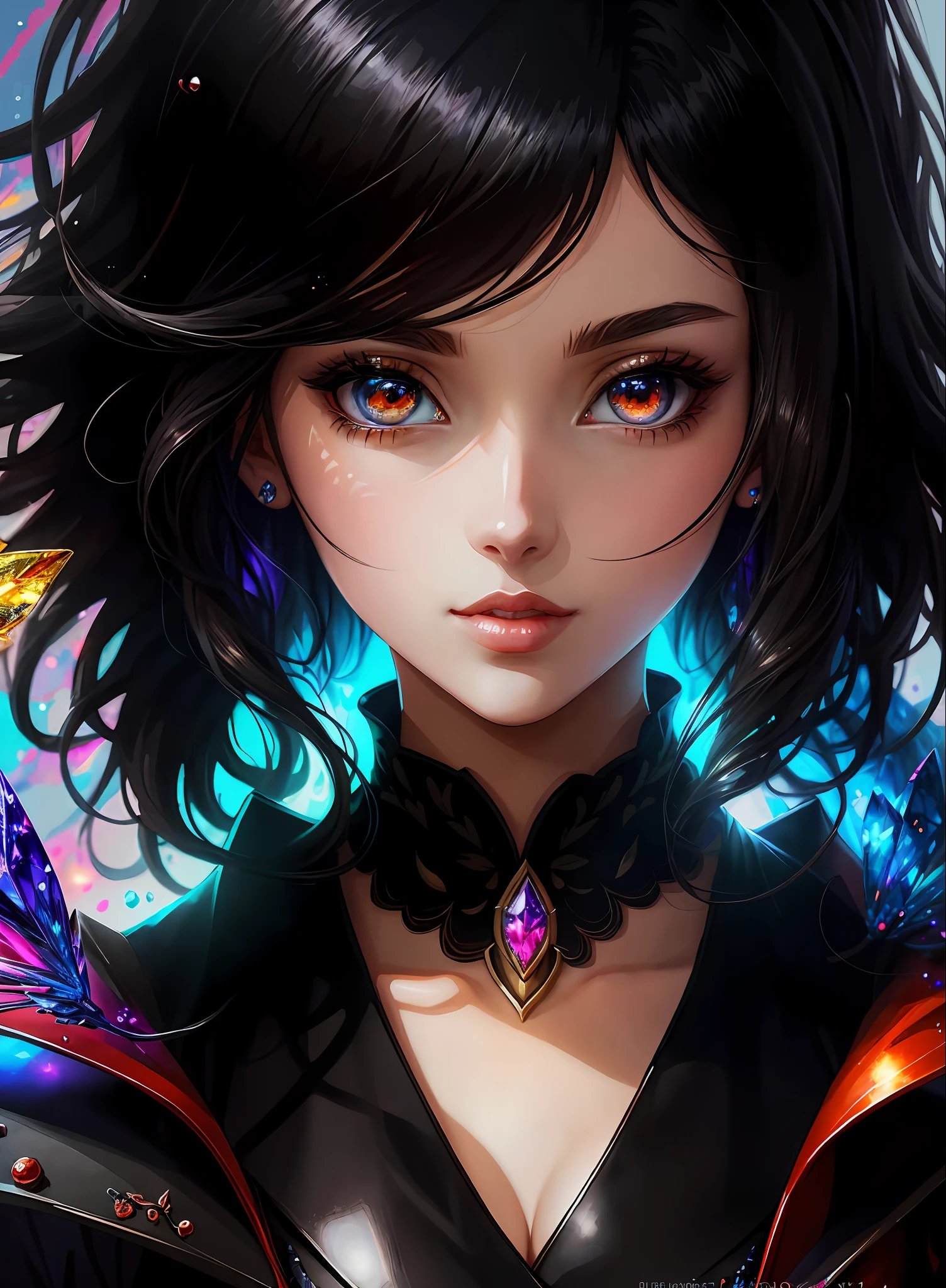 ((Best Quality)), ((Masterpiece)), (Real), (Detail),Anime Style, (1 Woman) Anime-like pretty woman with black hair, beautiful shining eyes like crystal clear glass, 4K high-definition digital art, stunning digital illustrations, stunning 8K artwork, colorful digital fantasy art, colorful and bright, Beautiful Digital Artwork, Colorful Digital Painting, Digital Anime Art, Beautiful Woman Portrait, 8K HD Digital Wallpaper Art, Gorgeous Digital Painting