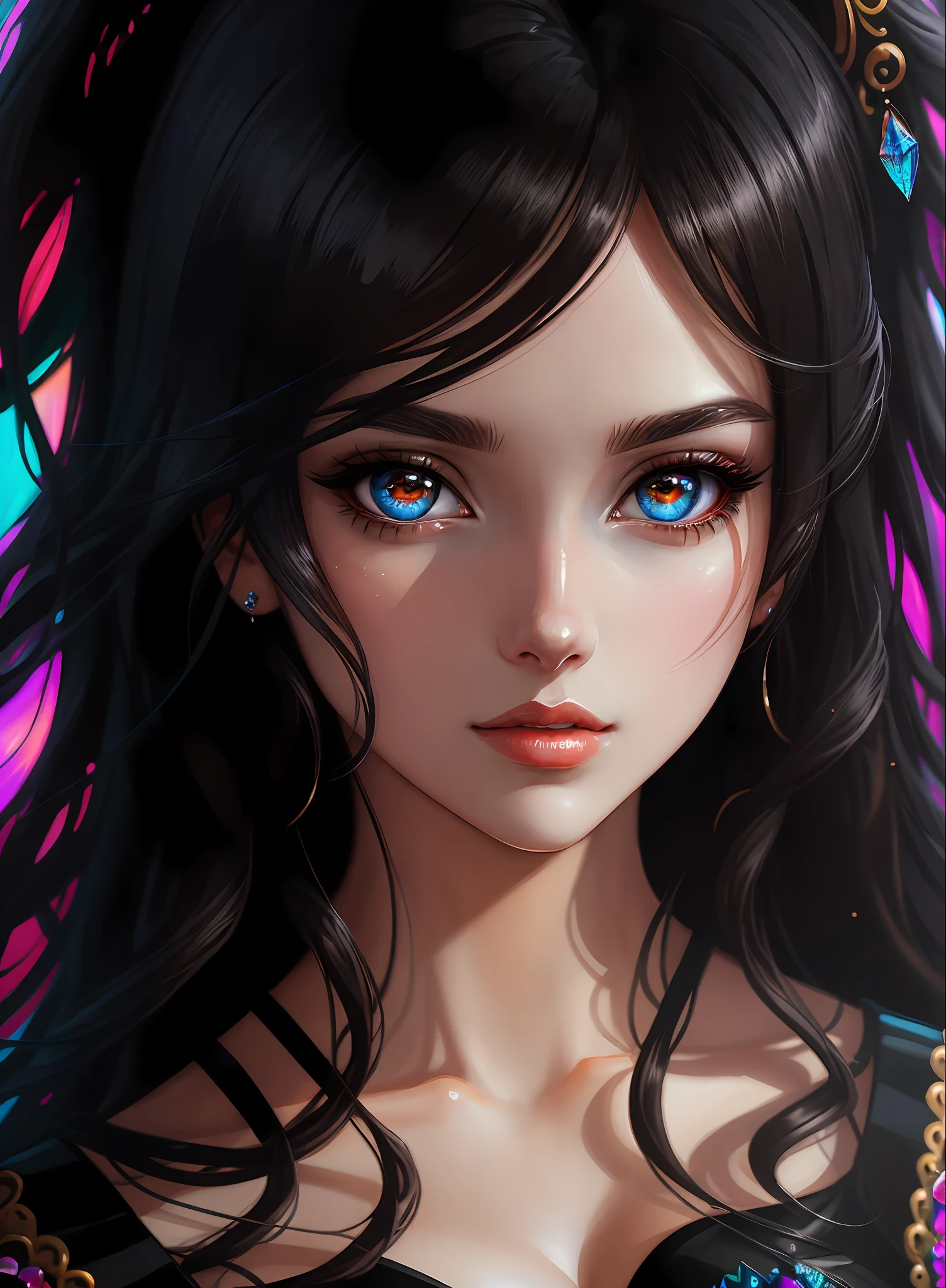 ((Best Quality)), ((Masterpiece)), (Real), (Detail),Anime Style, (1 woman) Close-up portrait of pretty woman with black hair, beautifully shining eyes like crystal clear glass, 4K high-definition digital art, stunning digital illustrations, stunning 8K artwork, colorful digital fantasy art, colorful, bright, beautiful digital artwork, colorful digital painting, digital anime art, portrait of beautiful and pretty woman, 8k hd digital wallpaper art, digital painting