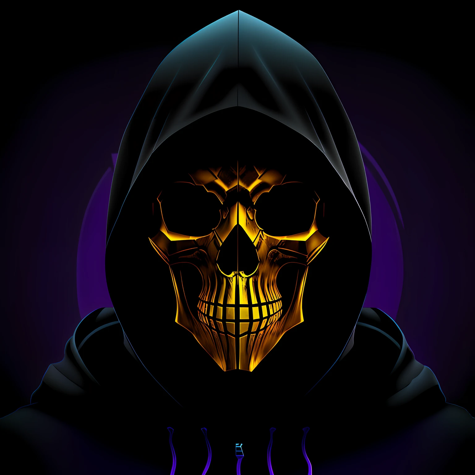 Hooded skull mask purple counter strike black background --auto