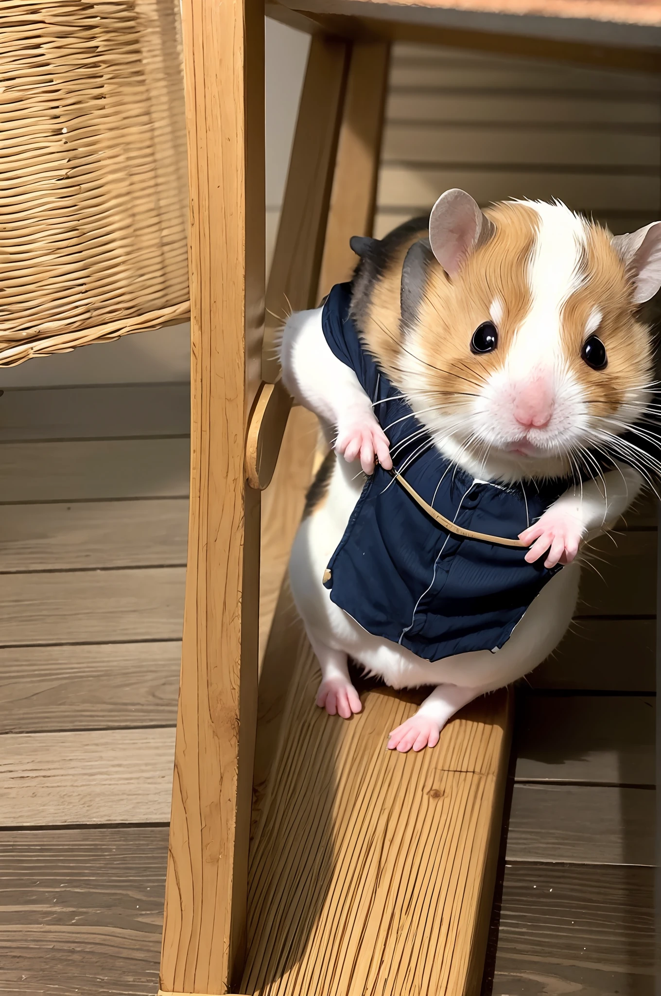 A cute hamster is rowing on wheels