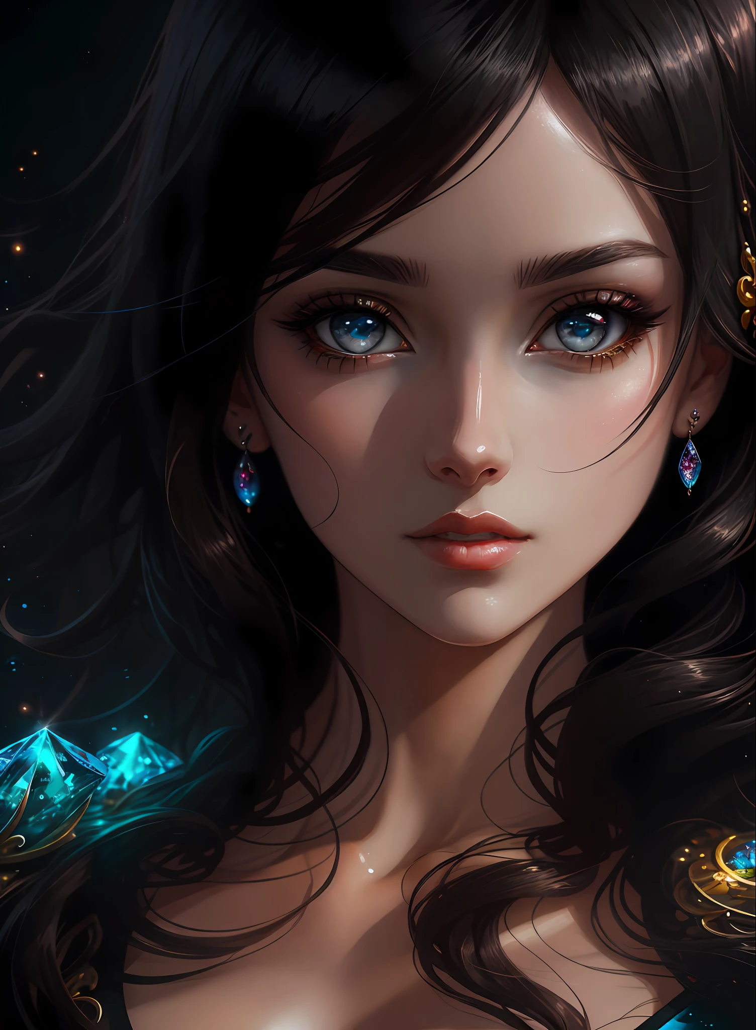 ((Best Quality)), ((Masterpiece)), (Real), (Detail),Anime Style, (1 woman) Close-up portrait of pretty woman with black hair, beautifully shining eyes like crystal clear glass, 4K high-definition digital art, stunning digital illustrations, stunning 8K artwork, colorful digital fantasy art, colorful, bright, beautiful digital artwork, colorful digital painting, digital anime art, portrait of beautiful and pretty woman, 8k hd digital wallpaper art, digital painting