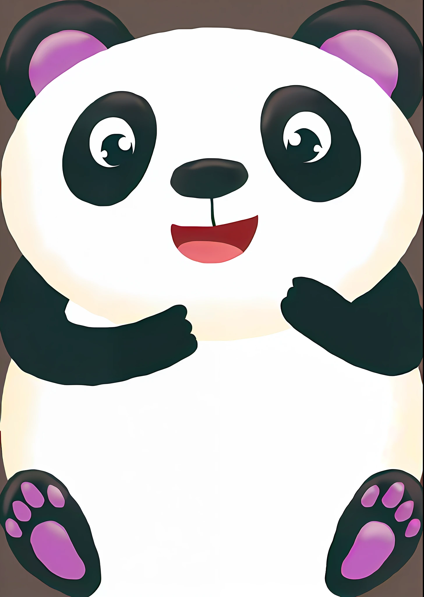 Panda bear sitting on the ground, paws raised, smiling, cute panda, cute giant panda, panda, panda panda panda panda, "cartoon animal portrait, cute animal."
