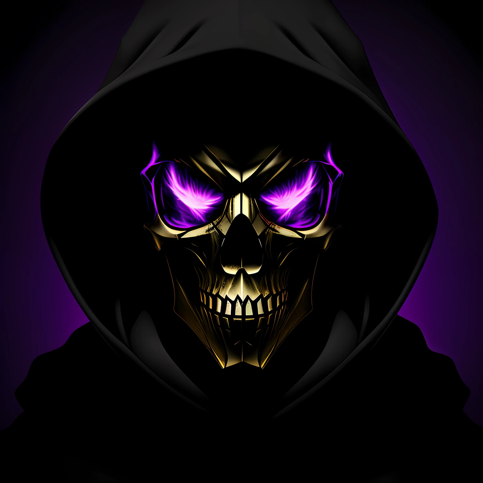 Hooded skull mask purple counter strike black background --auto