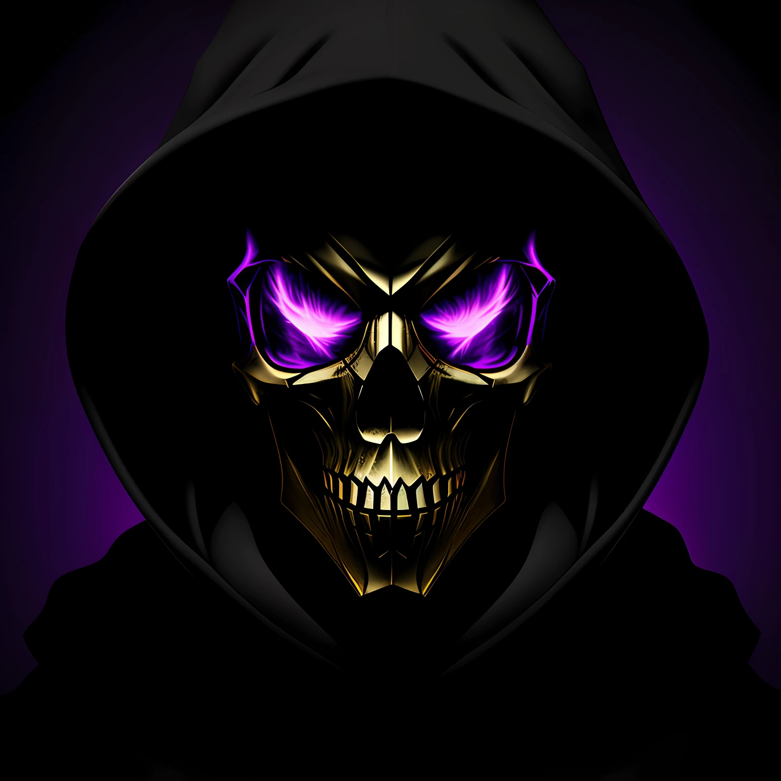 Hooded skull mask purple counter strike black background --auto