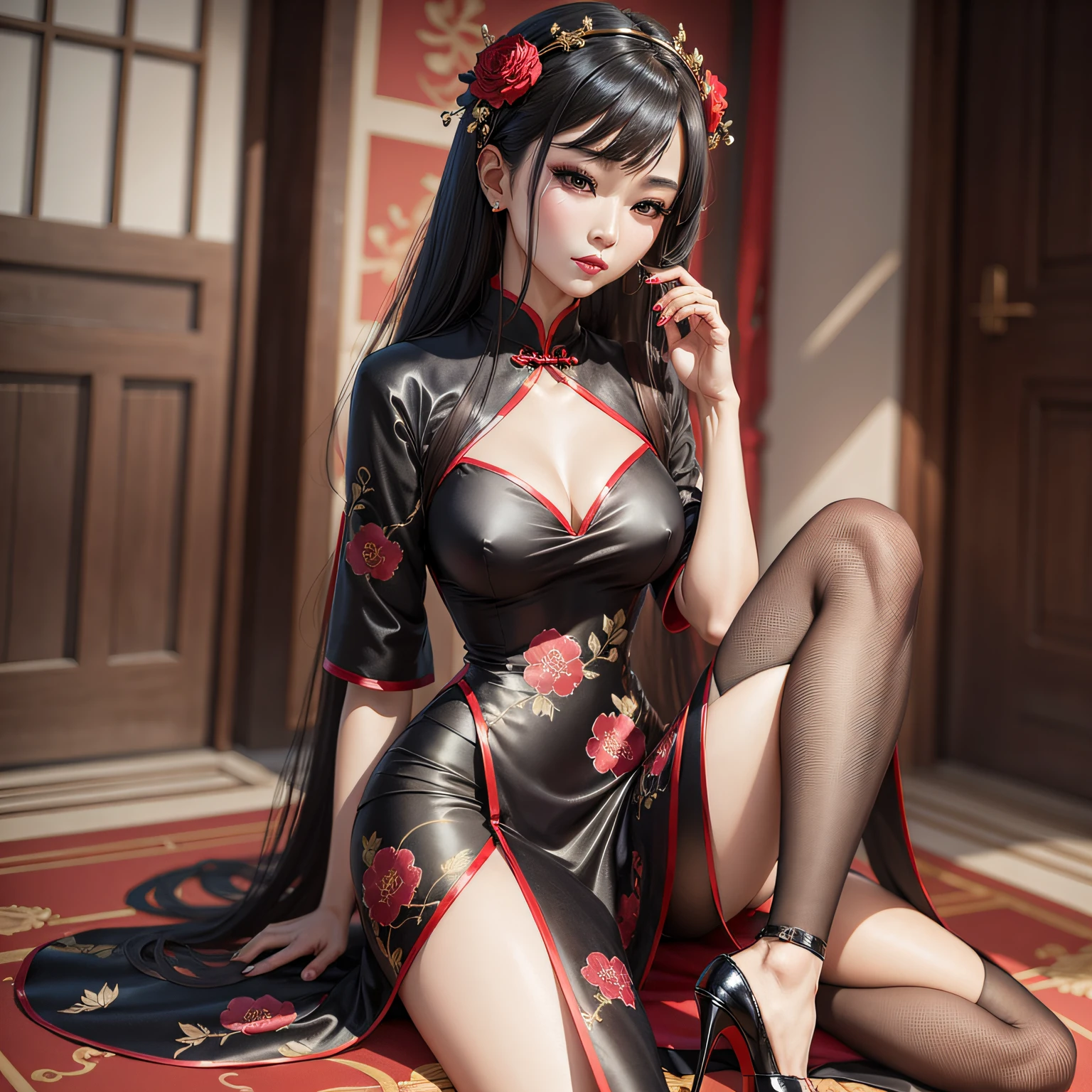 Masterpiece, best quality, 1 girl in cheongsam, fair skin, bust, . --auto