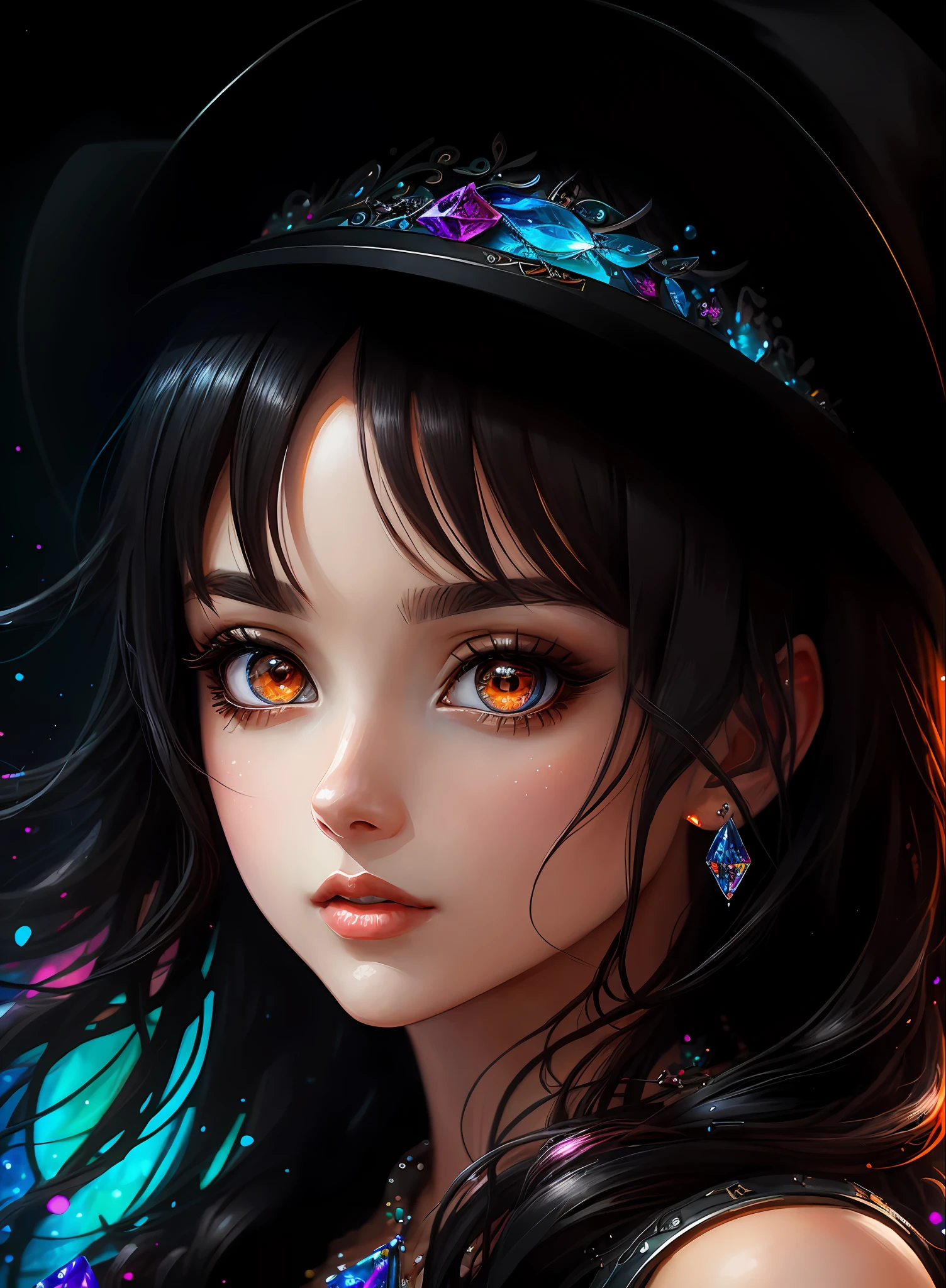 ((Best Quality)), ((Masterpiece)), (Real), (Detail),Anime Style, (1 woman) Close-up portrait of pretty woman with black hair, beautifully shining eyes like crystal clear glass, 4K high-definition digital art, stunning digital illustrations, stunning 8K artwork, colorful digital fantasy art, colorful, bright, beautiful digital artwork, colorful digital painting, digital anime art, portrait of beautiful and pretty woman, 8k hd digital wallpaper art, digital painting