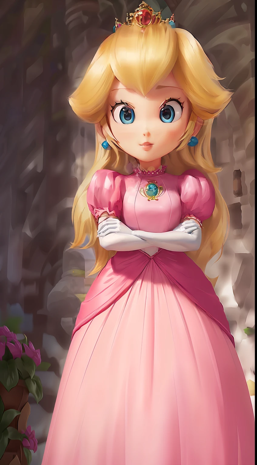 3D,3D render, global illumination, subsurface scattering, pixar style, Princess_Peach (wearing pink gown),, 1girl, blonde hair, seductive expression, sexy eyes, shiny skin, simple background Negative prompt: easynegative, jpeg artifacts, blurry, lowest quality, worst quality, low resolution, multiple girls, muscular, bodybuilder, gloves, , chibi, digital painting, painterly, brush strokes, drawing, illustration
Steps: 40, Size: 512x724, Seed: 3356758693, Model: duchaitendreamworld_V241, Sampler: Euler a, CFG scale: 7, Model hash: 270f86e946