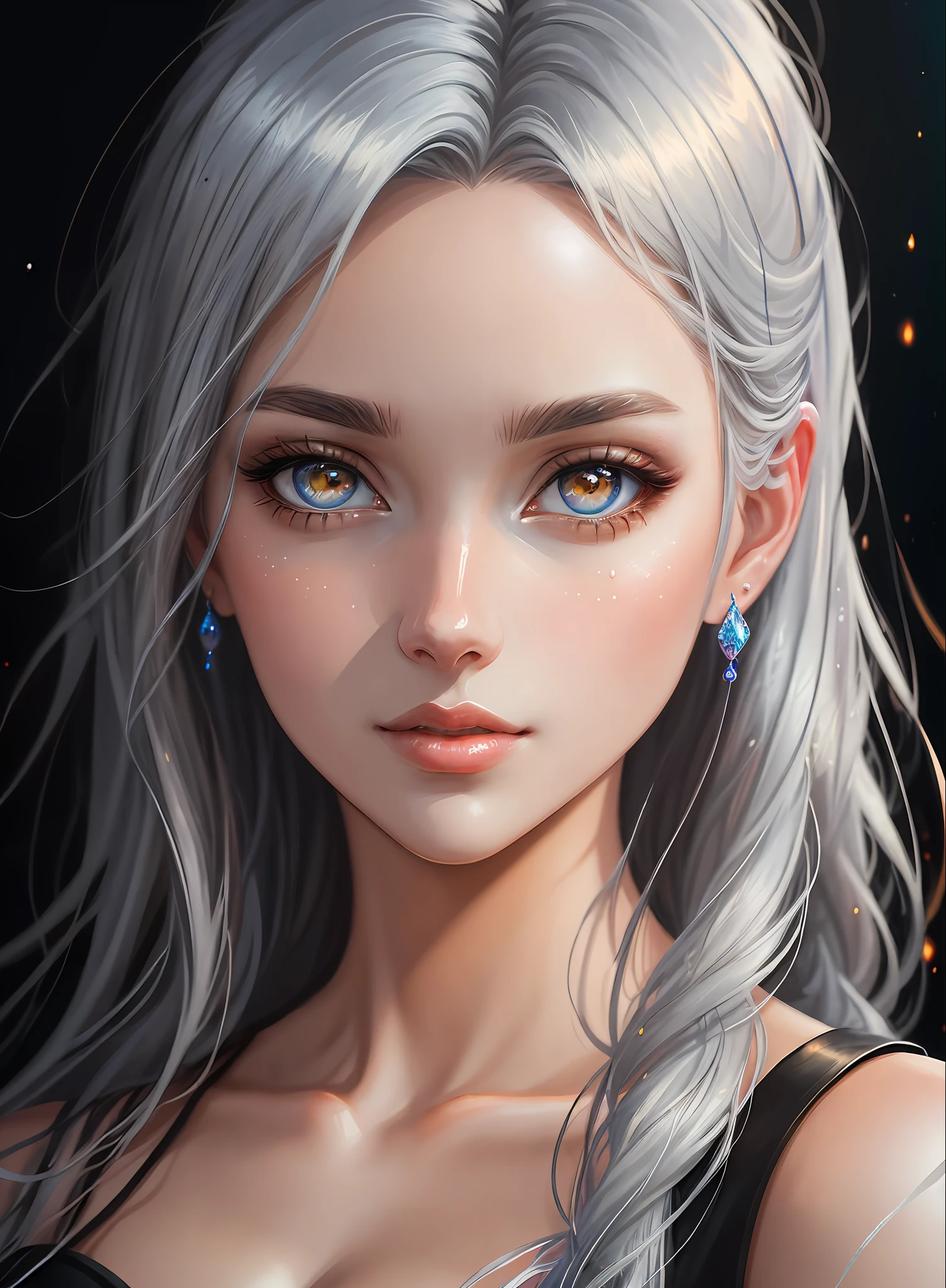 ((Best Quality)), ((Masterpiece)), (Real), (Detail),Anime Style, (1 woman) Close-up portrait of a silver-haired pretty woman, beautiful and moisturized eyes like crystal clear glass, 4K high-definition digital art, stunning digital illustrations, stunning 8K artwork, colorful digital fantasy art, colorful, bright, beautiful digital artwork, colorful digital painting, digital anime art, portrait of beautiful and pretty woman, 8k hd digital wallpaper art, digital painting
