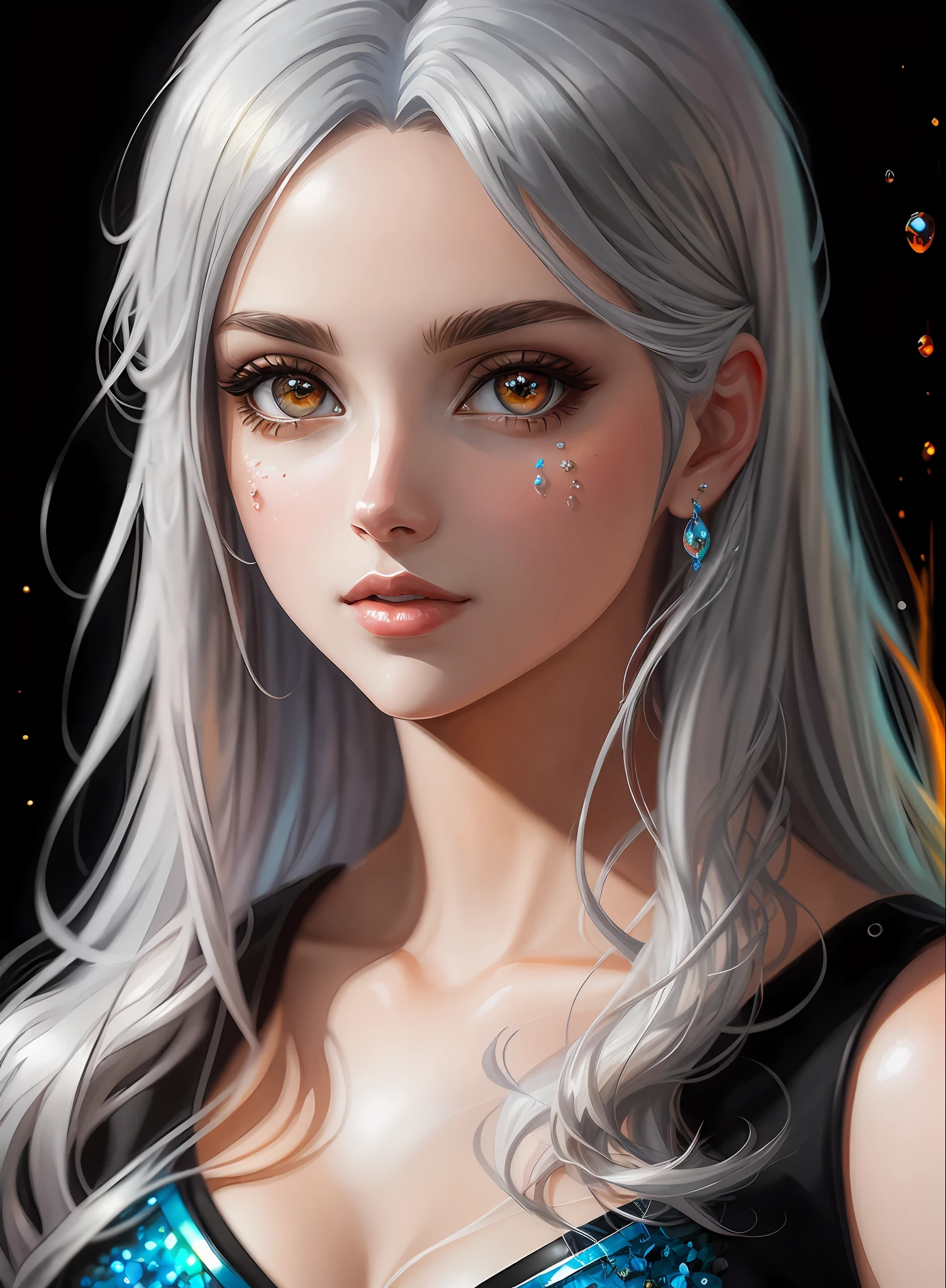 ((Best Quality)), ((Masterpiece)), (Real), (Detail),Anime Style, (1 woman) Close-up portrait of a silver-haired pretty woman, beautiful and moisturized eyes like crystal clear glass, 4K high-definition digital art, stunning digital illustrations, stunning 8K artwork, colorful digital fantasy art, colorful, bright, beautiful digital artwork, colorful digital painting, digital anime art, portrait of beautiful and pretty woman, 8k hd digital wallpaper art, digital painting