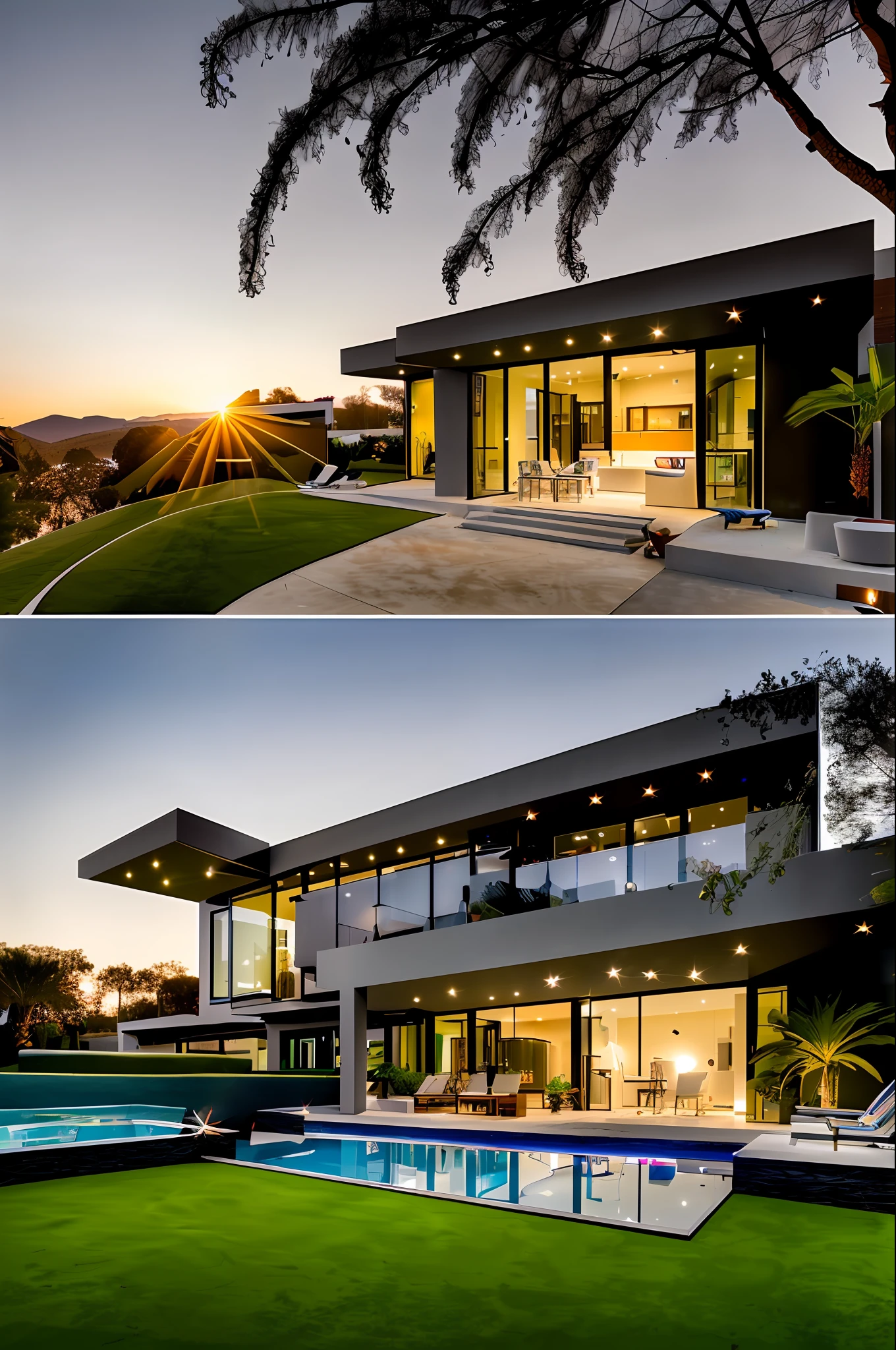 dvArchModern, 85mm, f1.8, portrait, realistic photo, hyperrealistic, prayerful, super detailed, intricate, dramatic, sunset lighting, shadows, high dynamic range, palms, garden, pool