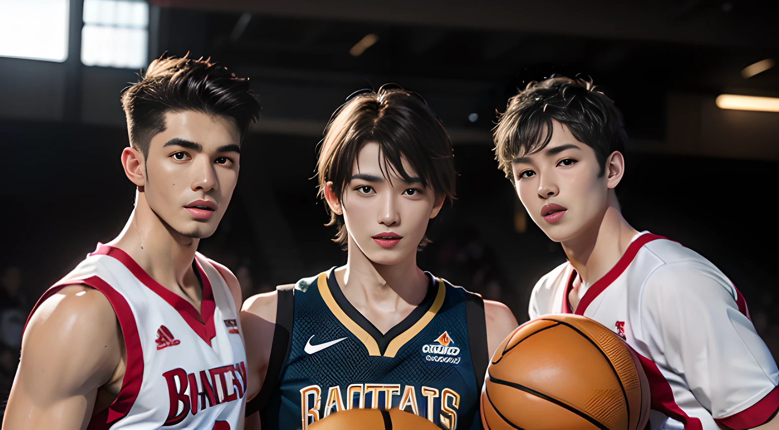 handsome muscular young man in his 20's, short dark blonde hair,