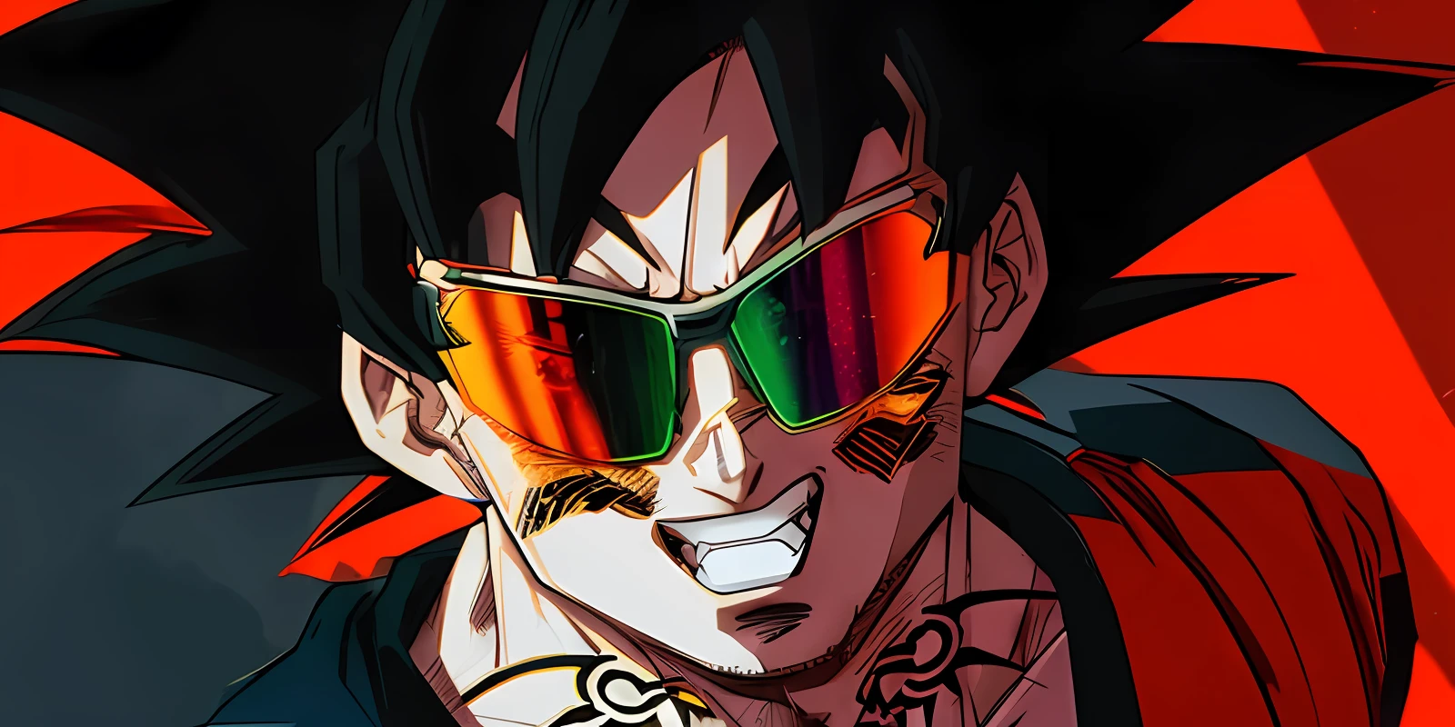 Dragon Ball Goku with Oakley Reflective Tattoos and Glasses