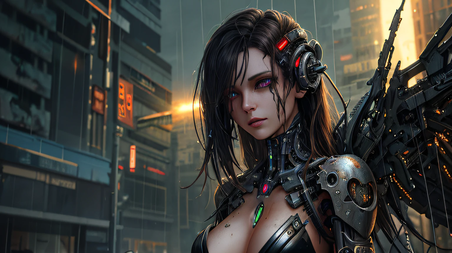 (masterpiece, top quality, high resolution, absurdity, detail: 1.2), humanoid, ((beautiful female robot and beautiful Japan human female researcher, two women, robot and human contact)), wearing ear monitors, staring and smiling, (cyberpunk, PC monitor, rainbow, holographic: 1.6), (cable, wire, monitor, laboratory, indoors, room, Simple background) --auto