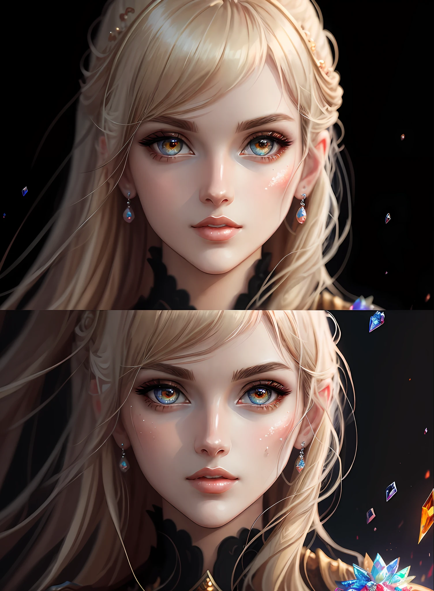 ((Best Quality)), ((Masterpiece)), (Real), (Detail),Anime Style, (1 woman) Close-up of blonde pretty woman, beautiful and moisturized eyes like crystal clear glass, face without makeup, 4K high-definition digital art, stunning digital illustrations, stunning 8K artwork, colorful digital fantasy art, colorful and bright, Beautiful Digital Artwork, Colorful Digital Painting, Digital Anime Art, Portrait of Beautiful and Pretty Woman, 8K HD Digital Wallpaper Art, Digital Painting