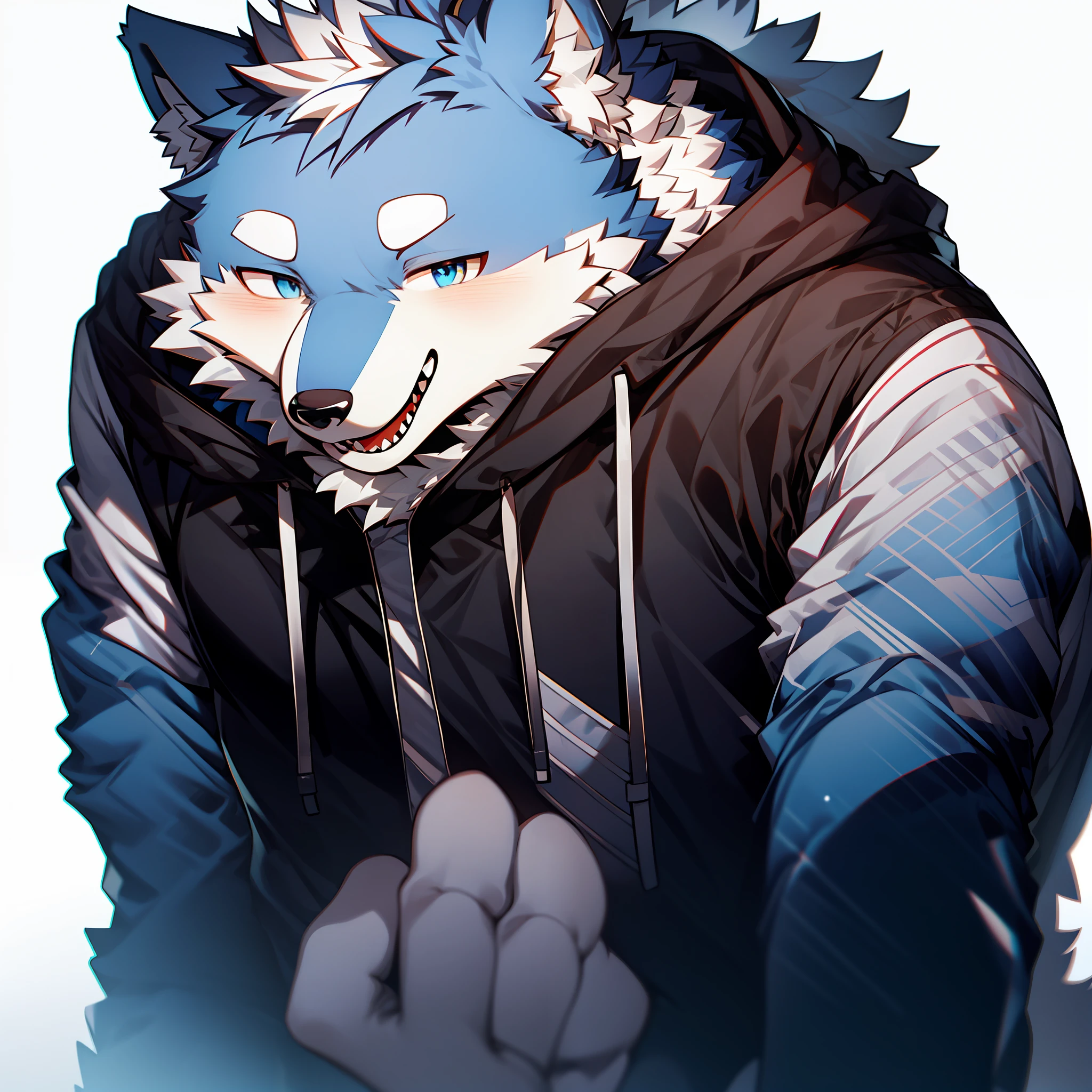 Blue-white hair, wolf, furry