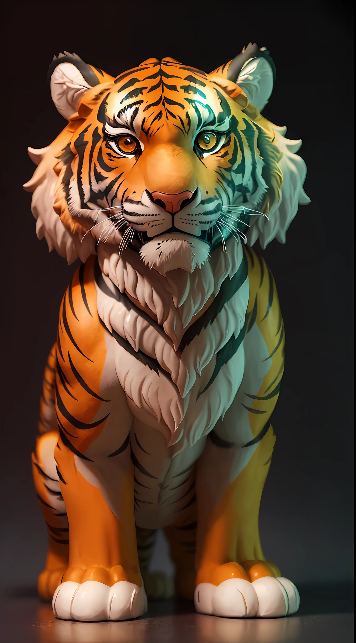 An anthropomorphic tiger, male, fluffy, cute, figurine version, portrait, facing the viewer, smiling, disdainful --auto