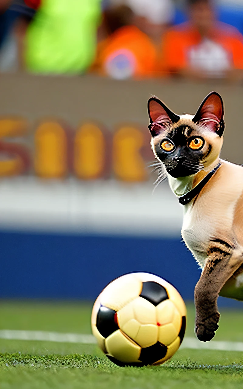 soccer ball, ball playing, Siamese cat