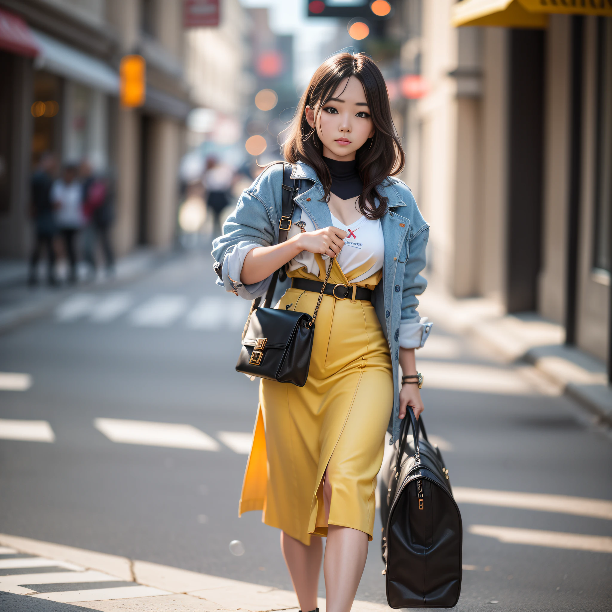 street style photo of a woman, shot on sony a 7RIII, Sunlight