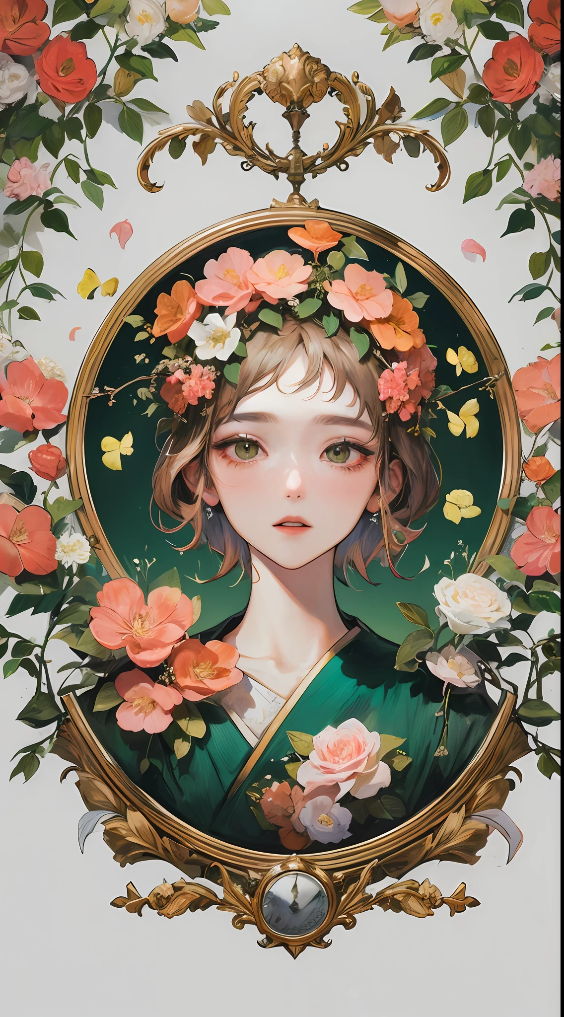 High quality high detail 8k verse If he is a green emperor, the peach blossoms of the newspaper bloom everywhere, art station rendering, ultra-wide lens, high definition