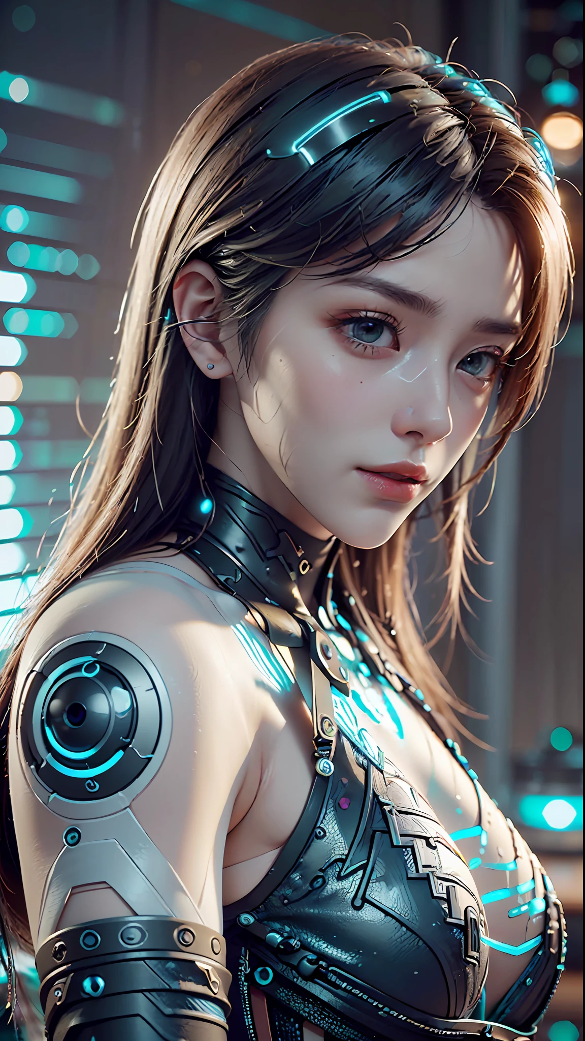 ((Best quality)), ((masterpiece)), (detailed:1.4), 3D, a beautiful cyberpunk female figure with thick hair, indoors, looking at an electronic screen, thinking about problems, looking focused, holding an electronic pen in hand, inside the spaceship, (((seven-dimensional photo)), (full-coverage electronic leather clothing), luminescence, light particles, (((glow)), pure energy chaos anti-technology, HDR (high dynamic range), (high light and dark contrast), ray tracing, NVIDIA RTX, Super-Resolution, Unreal 5, Subsurface scattering, PBR Texturing, Post-processing, Anisotropic Filtering, Depth-of-field, Maximum clarity and sharpness, Multi-layered textures, Albedo and Specular maps, Surface shading, Accurate simulation of light-material interactions, Perfect Proportions, Octane Render, two-tone lighting, large aperture, low ISO, white balance, rule of thirds, 8K RAW