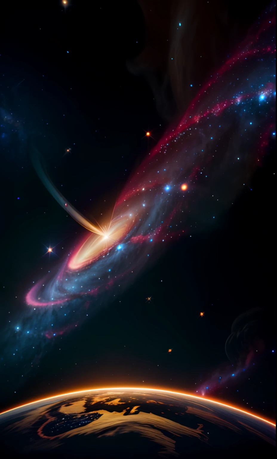 a photograph Galaxies, spirals, space, nebulae, stars, smoke, iridescent, intricate detail, in the shape of a lion, octane rendering, 8k hyper realistic, realistic texture, unreal natural lighting engine, cinestill 800, (35mm lens)