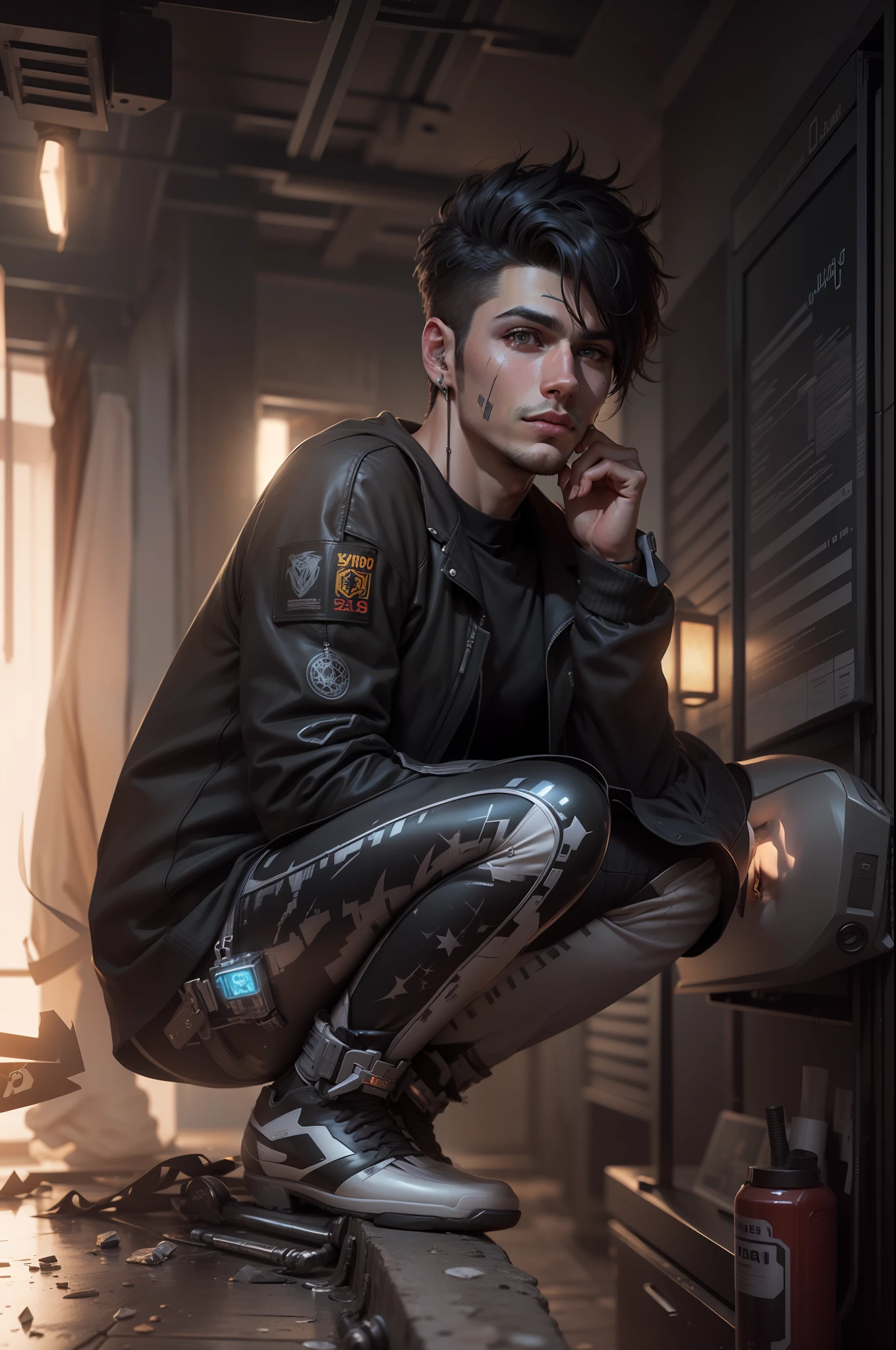 Change back ground cyberpunk handsome boy, realistic face,8k, ultra realistic