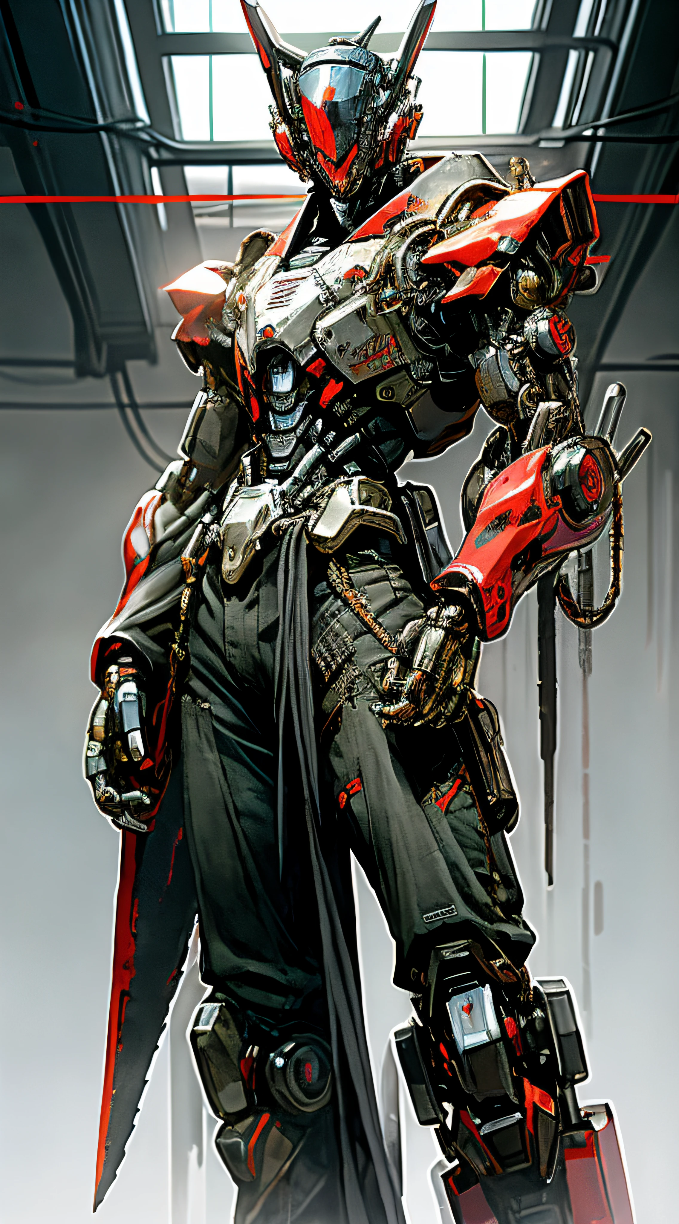 Arafeld robot with red and black costume and red sword, cool mecha style, epic sci-fi character art, epic sci-fi character art, Alexander Ferra mecha, mecha suit, mecha art, mecha art concept, Raymond Swanland's style, painting humanoid mecha, von zhu concept art, 8k, masterpiece,