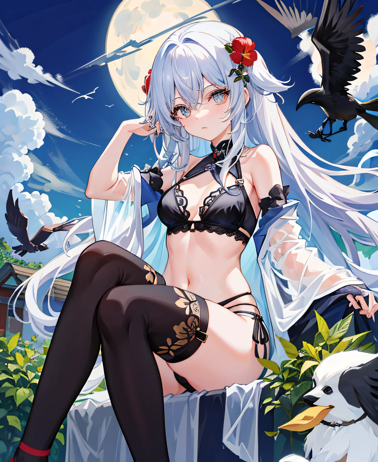 (Best Quality, Masterpiece), (((1 girl))))), (female-centered), (Twin tails))), (Pink hair)) (((Parker)), standing, white background, big breasts, ((((Gray shorts))