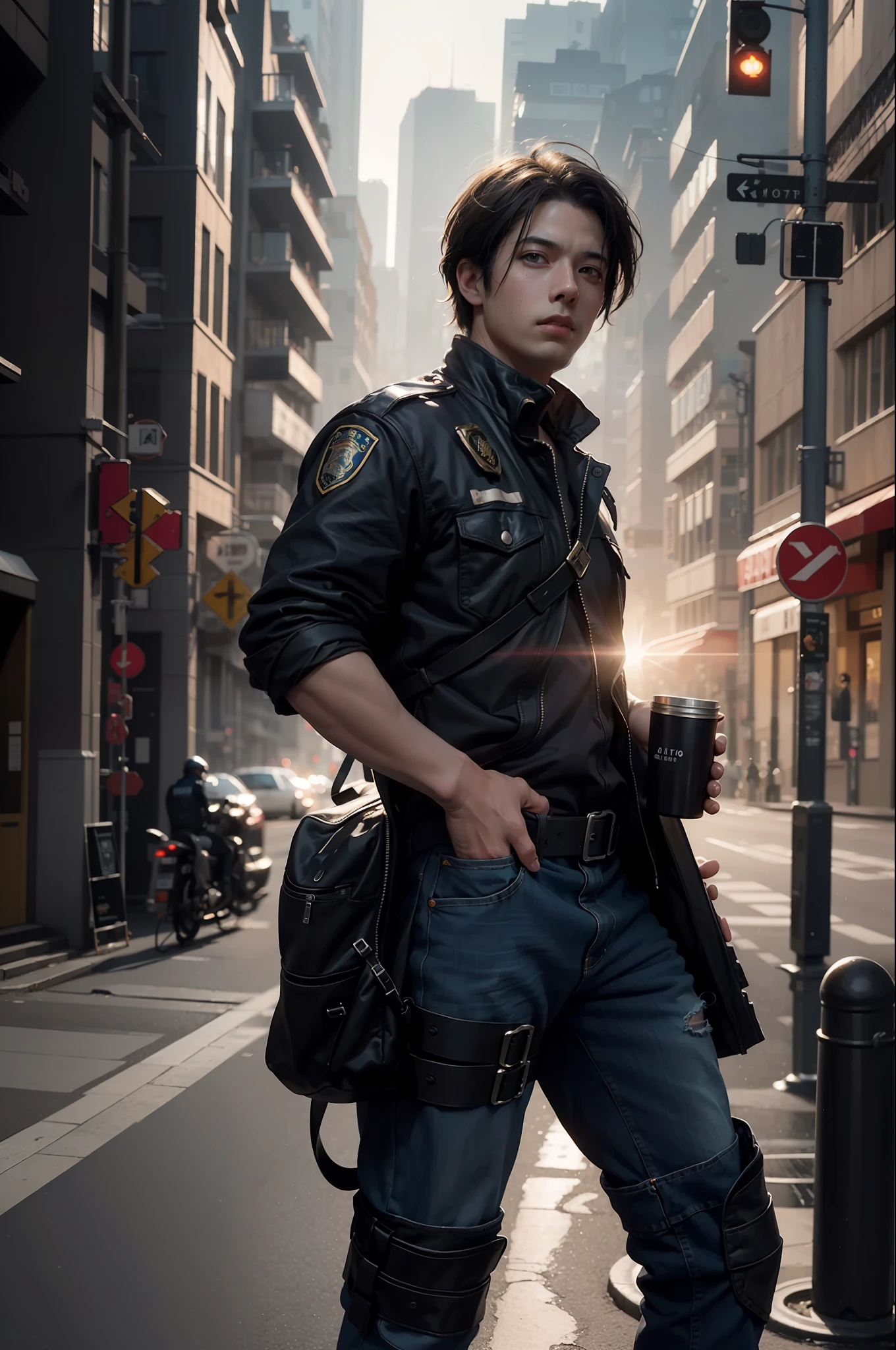 A highly detailed matte painting of a man on the run from the police by Makoto Shinkai, by Artgerm, by WLOP, by Greg Rutkowski, volumetric lighting, octane rendering, 4K resolution, trend in ArtStation, Masterpiece