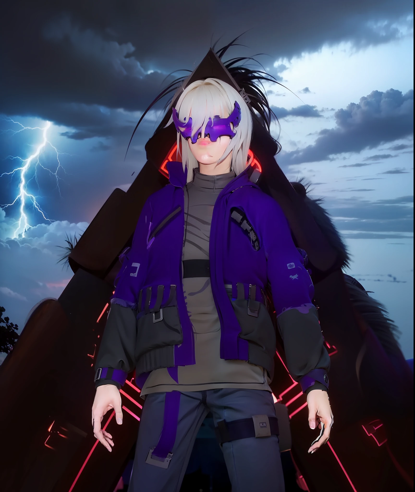 The sky is full of lightning, overcast clouds, ultra realistic, photorealistic, masterpiece