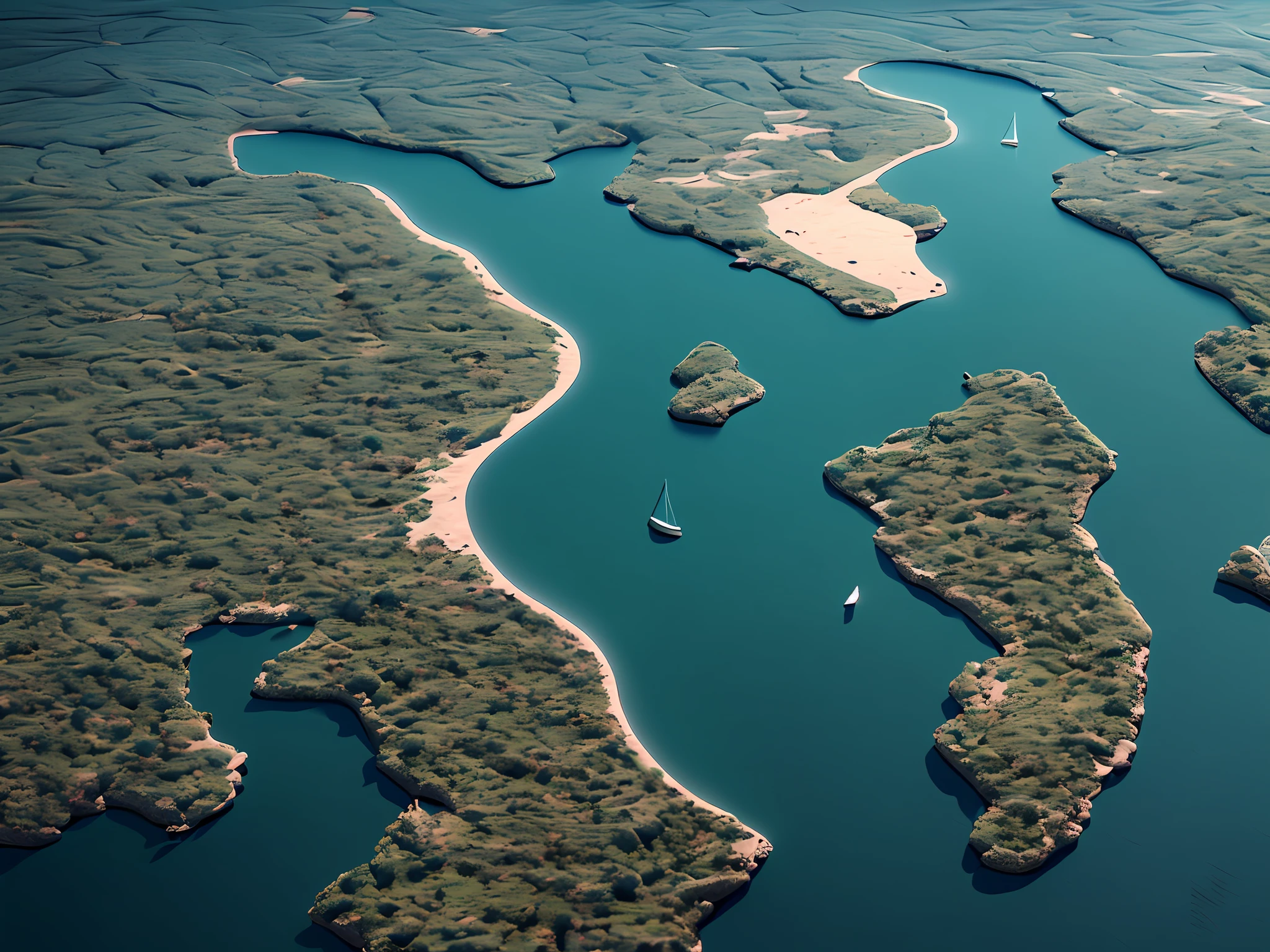 Canada and the Pacific ocean, 3D Render, octane render, photorealism photorealistic, miniature style, rendered, cinematic light, soft light, looking top down, studio style