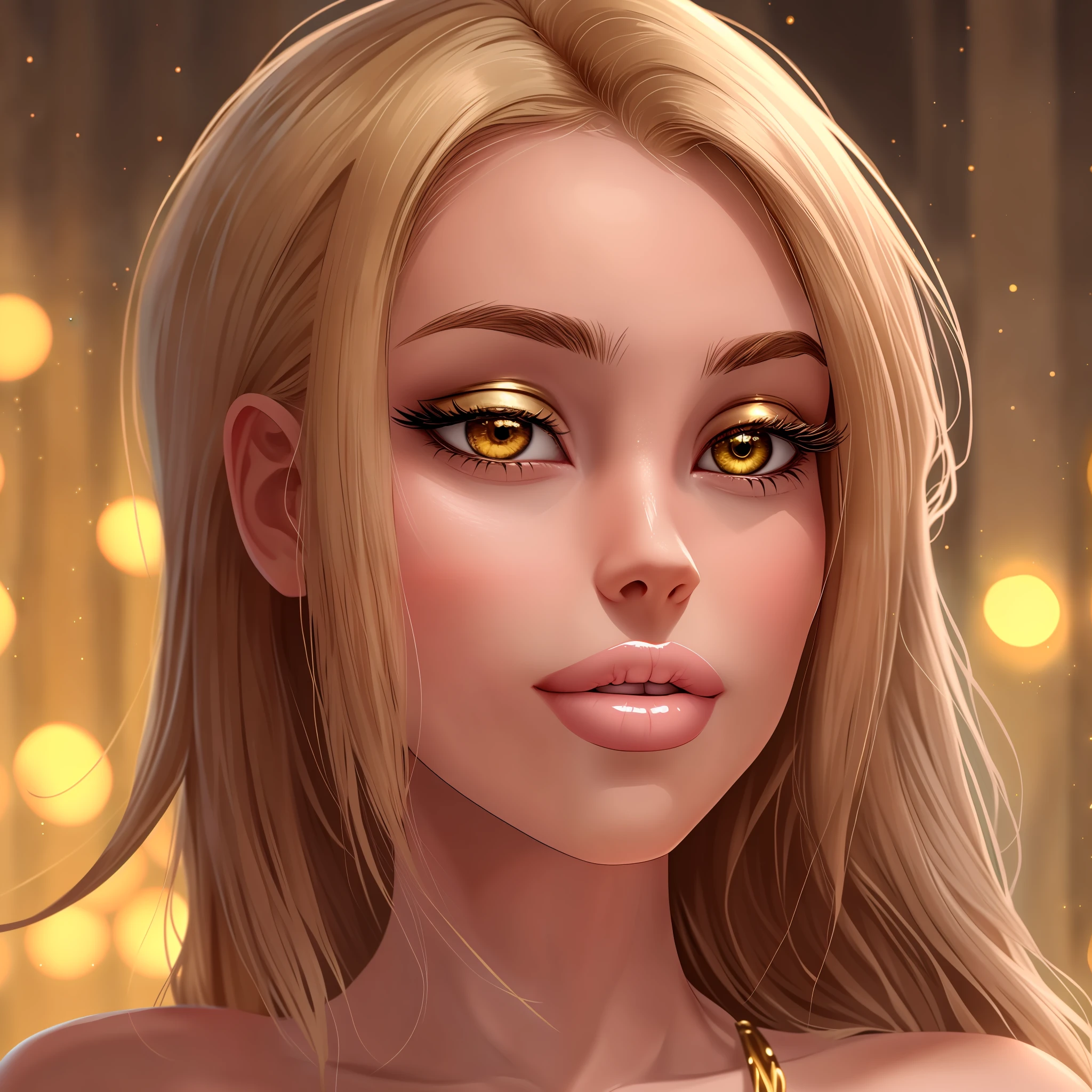 golden goddess, goddess of gold, Olympian goddess, greek goddess, immortal, powerful rich girl, billionaire, Midas touch, golden blonde hair, brown eyes, greek temple, beautiful, 25 years old, golden throne, pouty lips, glossy lips, shiny lips, lipstick, hot body, headshot, close up on face, portrait, masterpiece, seductive, smirking, wanting a kiss, 8k