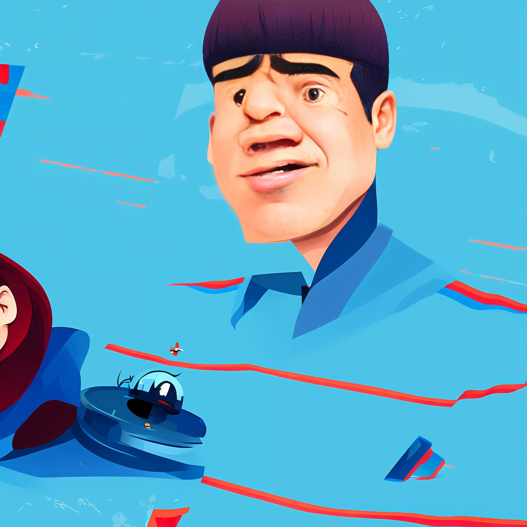 Caricature style blue background