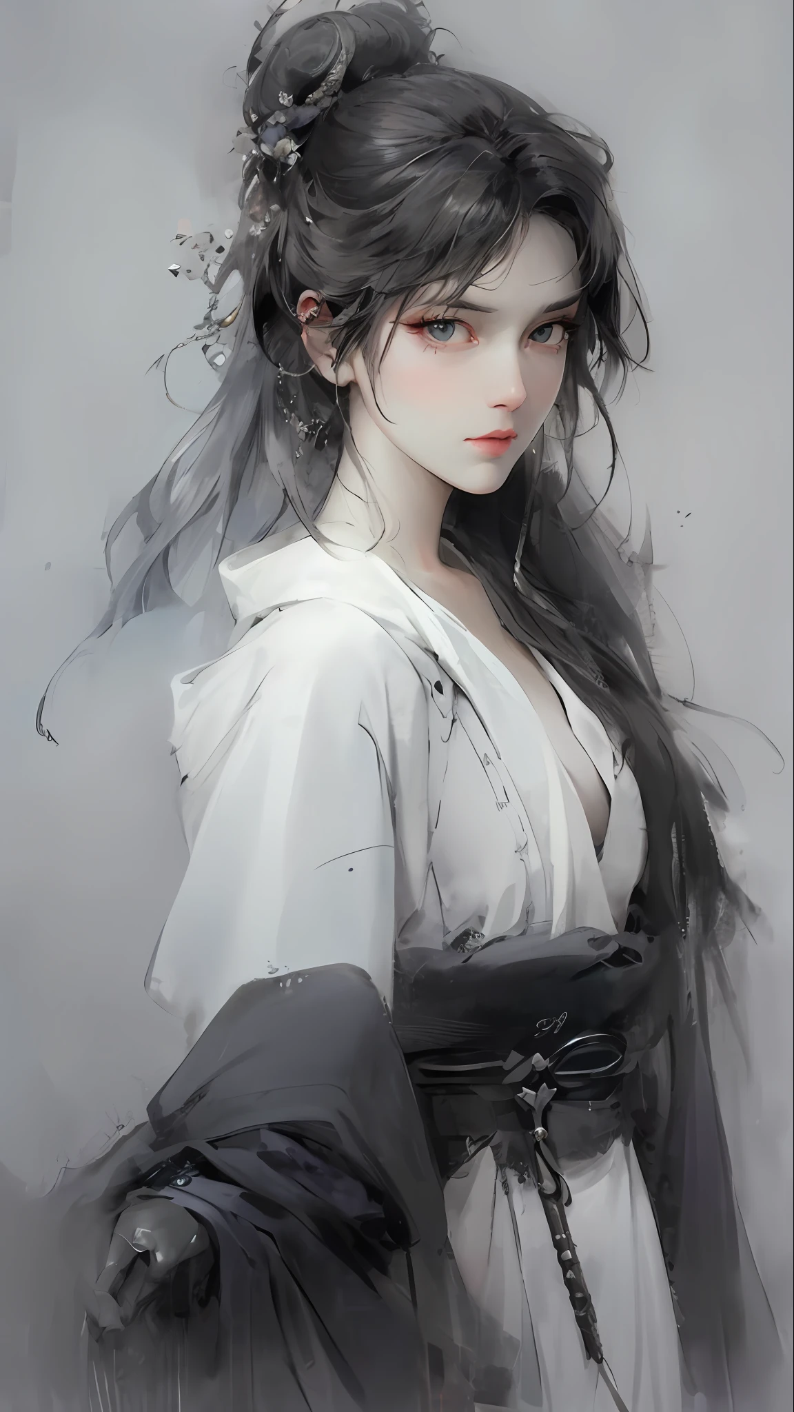a close up of a woman with white hair and a white mask, beautiful character painting, guweiz, artwork in the style of guweiz, white haired deity, by Yang J, epic exquisite character art, stunning character art, by Fan Qi, by Wuzhun Shifan, guweiz on pixiv artstation