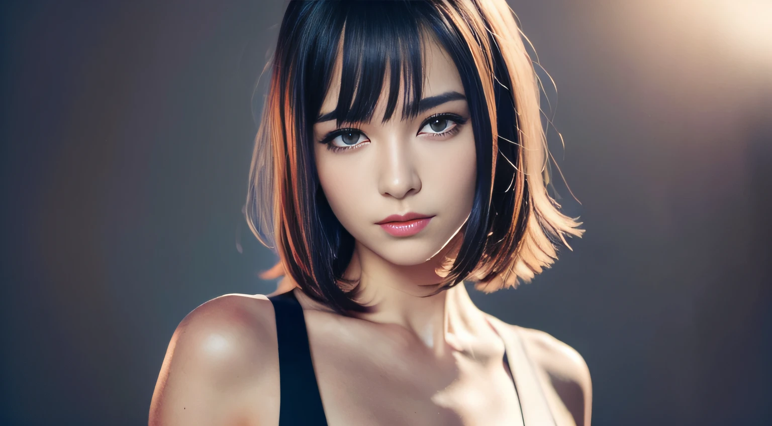 1girl,beautiful vintage color, instagram (photorealistic, high resolution:1.4), ((puffy eyes)), looking at viewer, , full body (8k, RAW photo, best quality, masterpiece:1.2), (realistic, photo-realistic:1.37),(sharp focus:1.2), professional lighting, photon mapping, radiosity, physically-based rendering, (pale skin:1.2),(small breasts:1.2), looking at viewer, (middle hair:1.5), portrait, purple eyes, (sliver hair:1.1),bangs, (simple background:1.4), solo, upper body, realistic,(masterpiece:1.4),(best quality:1.4),(shiny skin),fashi-girl,makeup,smile(skinny,closed mouth,shy :1.3) ,(standing,black Stewardess uniform,Necromancer:1.1),medium bust,sexy pose ,