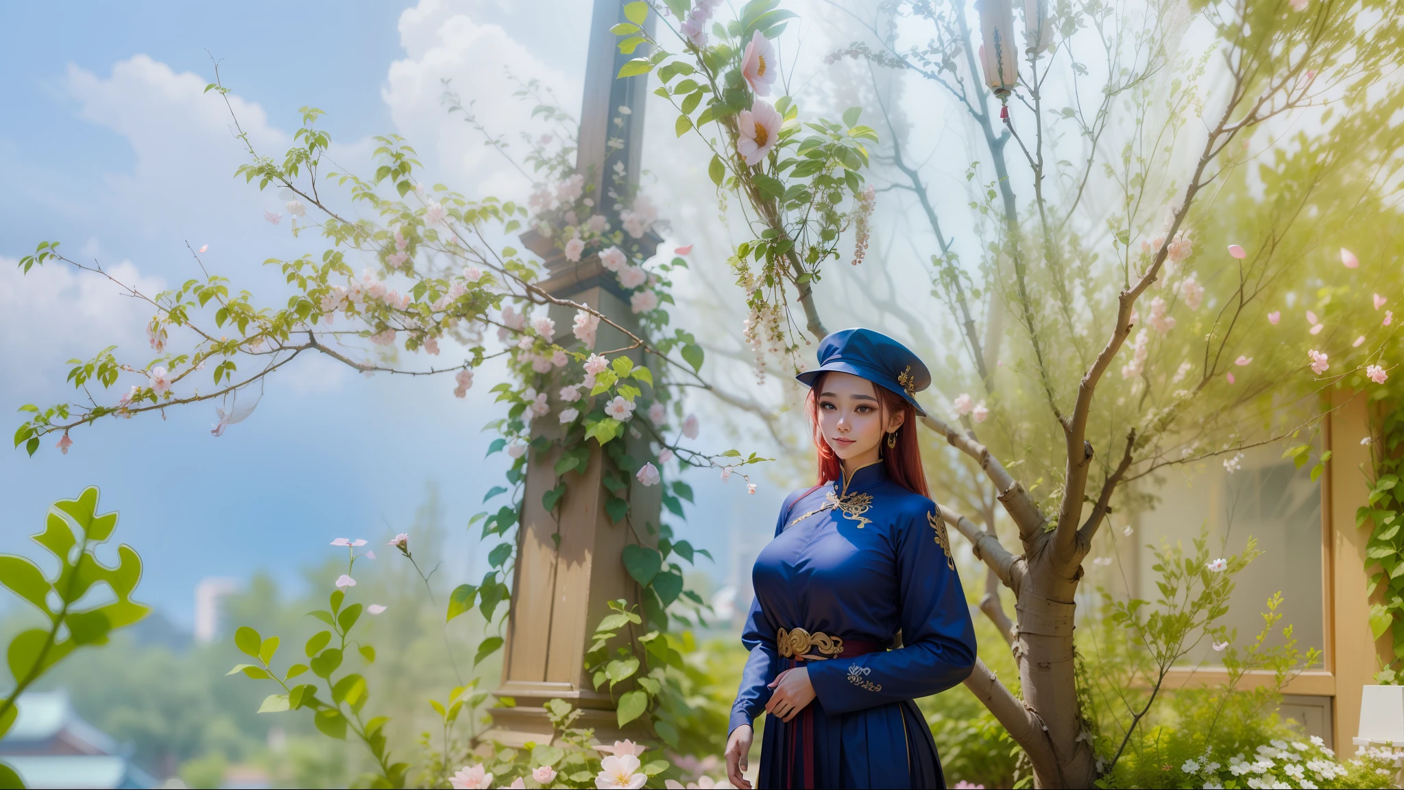 best quality, masterpiece, highres, (exquisite body:1.5),gorgeous face,(milky skin:1.3),intricate details,high resolution,wallpaper,
1girl, solo, dress, hair ornament, (((gold and red dress))), flowers, long hair, brown hair, closed mouth, jewelry, long sleeves, hand up, wide sleeves, big eyes,floating hair, chinese clothes, hanfu, embroidery, long skirt, natural pose, falling petals, indoor,fanning, lantern, smiling
16K,HDR,highres,depth field,(film grain:1.1),boken,golden hour,(lens flare),vignette,rainbowing,(color grading:1.5), (giữ nguyên khuôn mặt gốc)