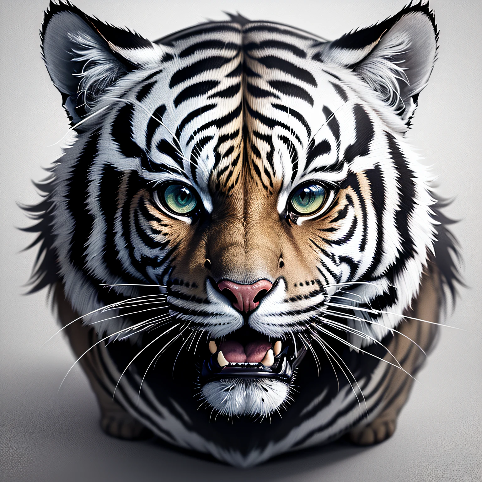 Tiger, realistic, clean and accurate lines, linen black and white, bottomless, high quality 8K, front face --auto