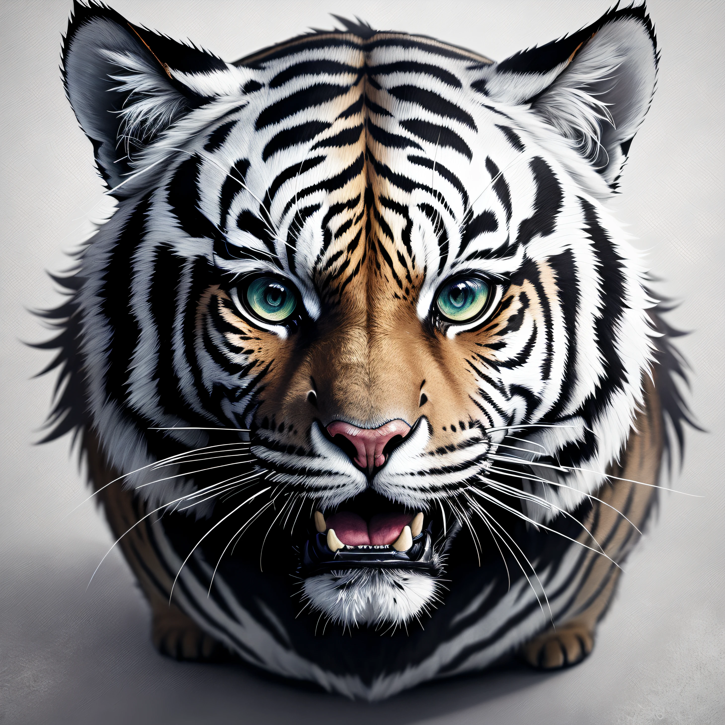 painting of a tiger with a white and black stripe on its face, tiger head, highly detailed animal, tiger, ultra realistic illustration, tiger_beast, ultrarealistic illustration, tiger face, ((tiger)), ultra realistic 3d illustration, digital art animal photo, fierce expression 4k, hyperrealistic illustration, with very highly detailed face, realistic highly detailed