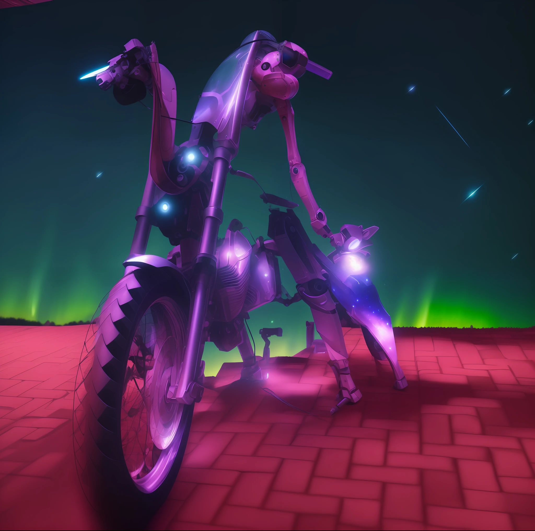 metal details, robots, ((complex details)), hdr, ((complex details, super detail)), movie shots, vignettes, fluorescent car lights, metal puppy, metal woman, extreme detail, 8k, (zoom out: 1.1), (meteor shower: 1.2), (comet: 1.1), low angle, aurora wheel, shooting stars, clouds, colorful, starry sky, stars, night, flower field, blossom, night sky, beautiful flowers, night theme, surrealism, high detail, from below, from below, surrealism, impressionism, best quality, masterpiece, uhd, retina, award-winning, 4k, anatomically correct, super detail, (arm detail, delicate facial detail:2)