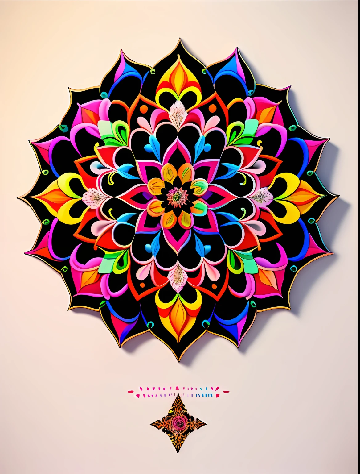 a colorful flower with a black background, colorful mandala, mandala art, lotus mandala, mandala ornament, super detailed color art, mandalas, rainbow gradient bloom, colorful intricate masterpiece, detailed art in color, intricate colorful masterpiece, mandalas, super detailed color art, psychedelic art style, intricate colorful, ornate flower design, vibrant high contrast coloring, multicolored vector art