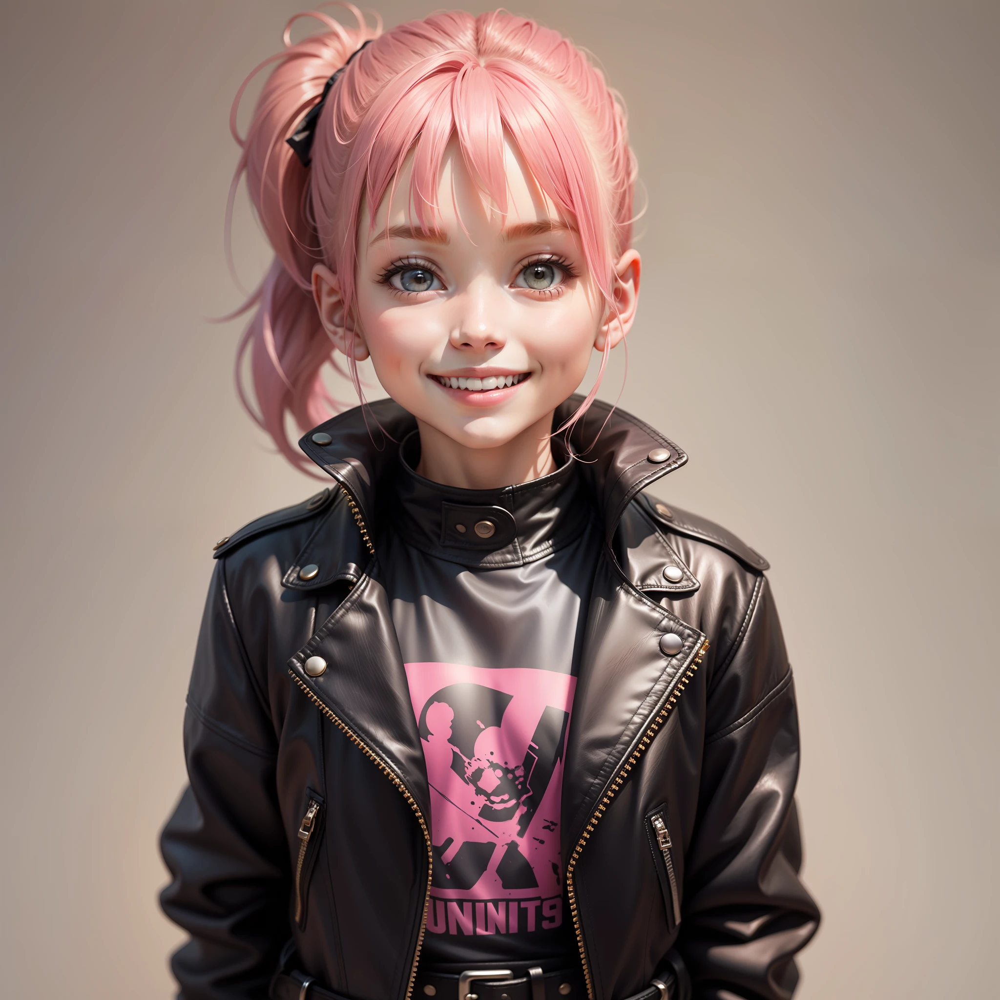 Kids Little Girler Jacket Pink Hair Ponytail Smile Top Quality Masterpiece