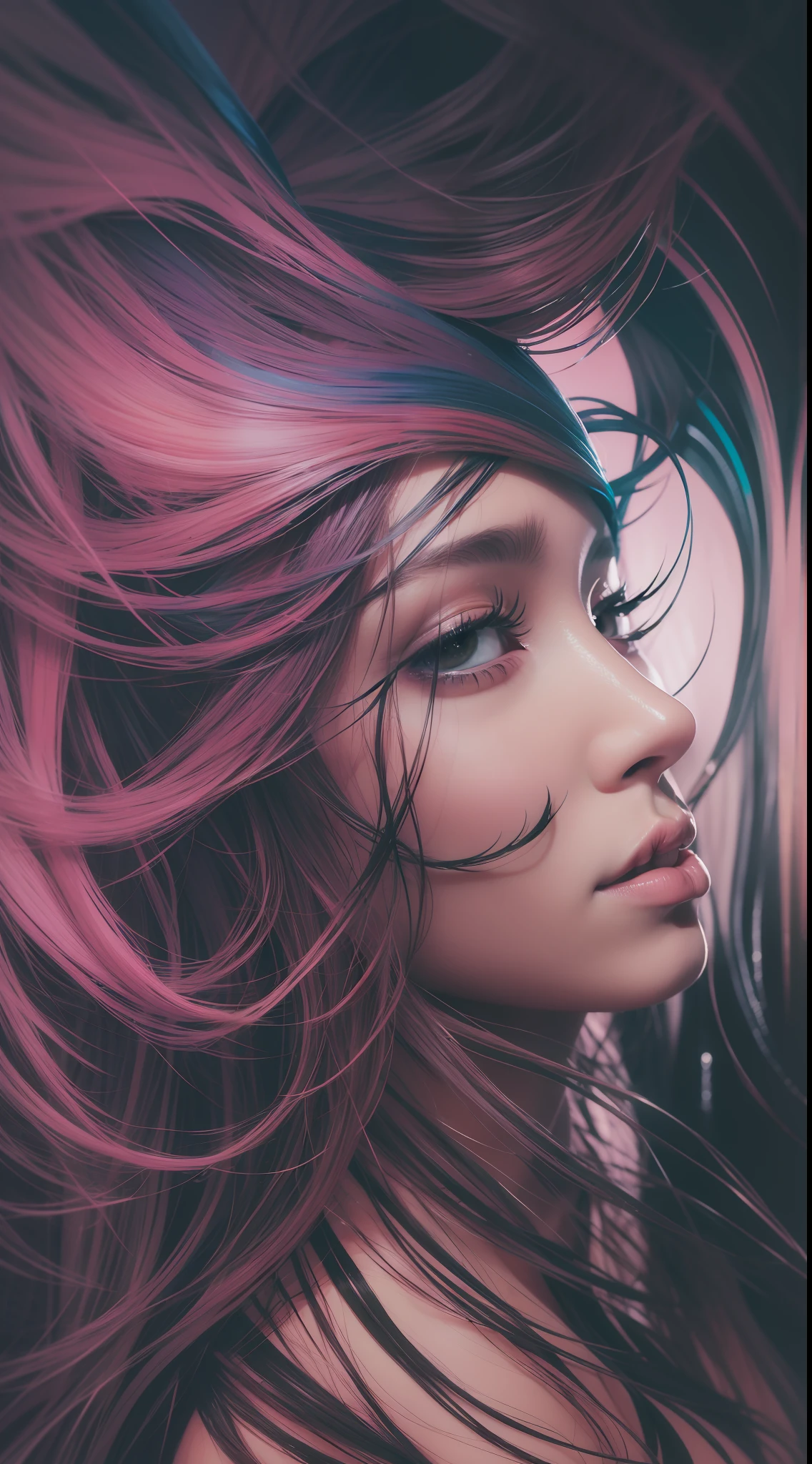 Colorful beautiful woman: Black ink flow: 8k resolution photorealistic masterpiece: by Aaron Horkey and Jeremy Mann: intricately detailed fluid gouache painting: by Jean Baptiste Mongue: calligraphy: acrylic: watercolor art, professional photography, natural lighting, volumetric lighting maximalist photoillustration: by marton bobzert: 8k resolution concept art intricately detailed, complex, elegant, expansive, fantastical