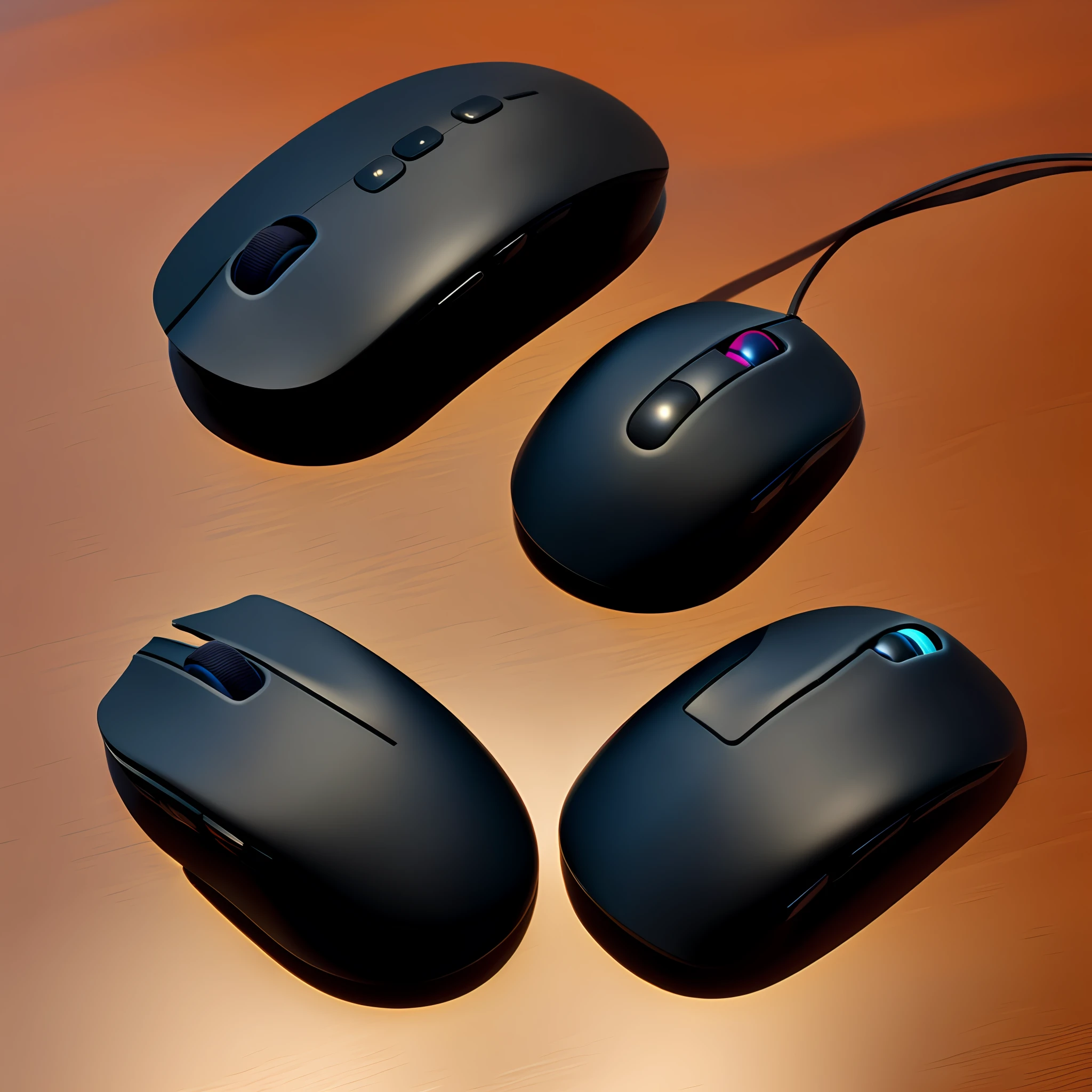A computer mouse on the table, only one computer mouse on the table, no other! Give this computer mouse a close-up, overall bright style.