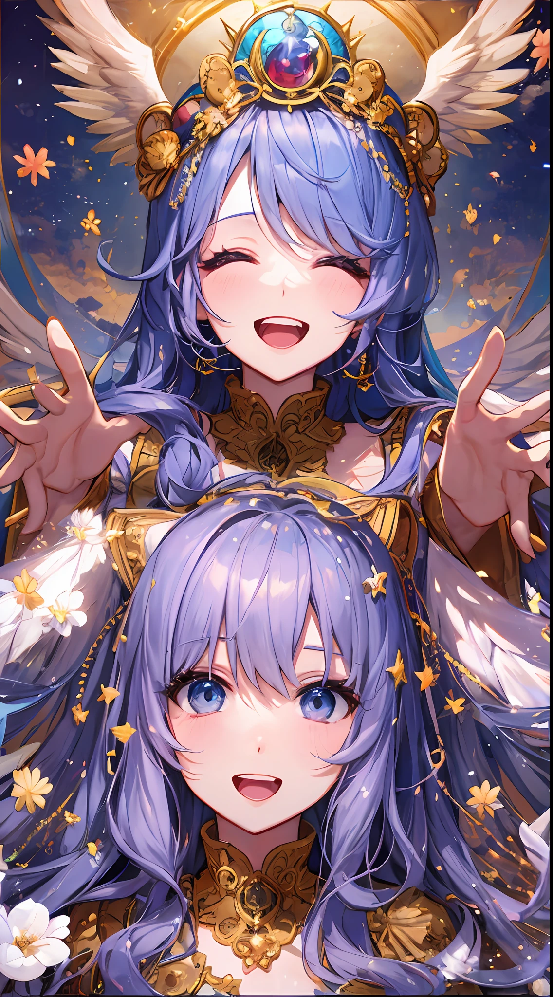 Several people in heaven with several angels around, opera singer, happy --auto --s2