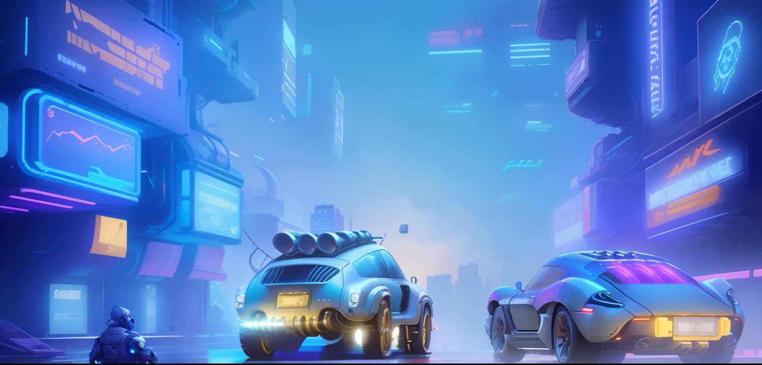 Cyberpunk, metaverse, futuristic city, rear view
