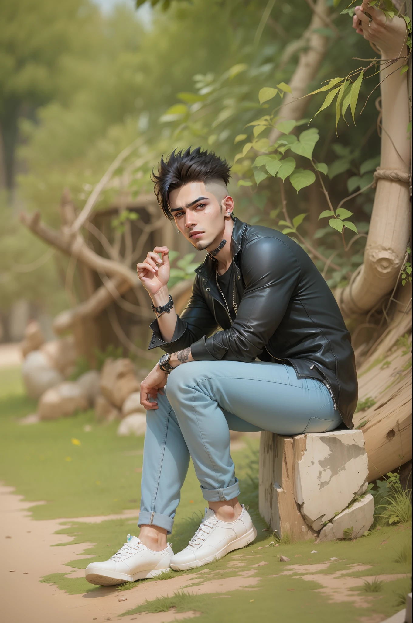 Background change cyberpunk handsome boy ultra realistic face