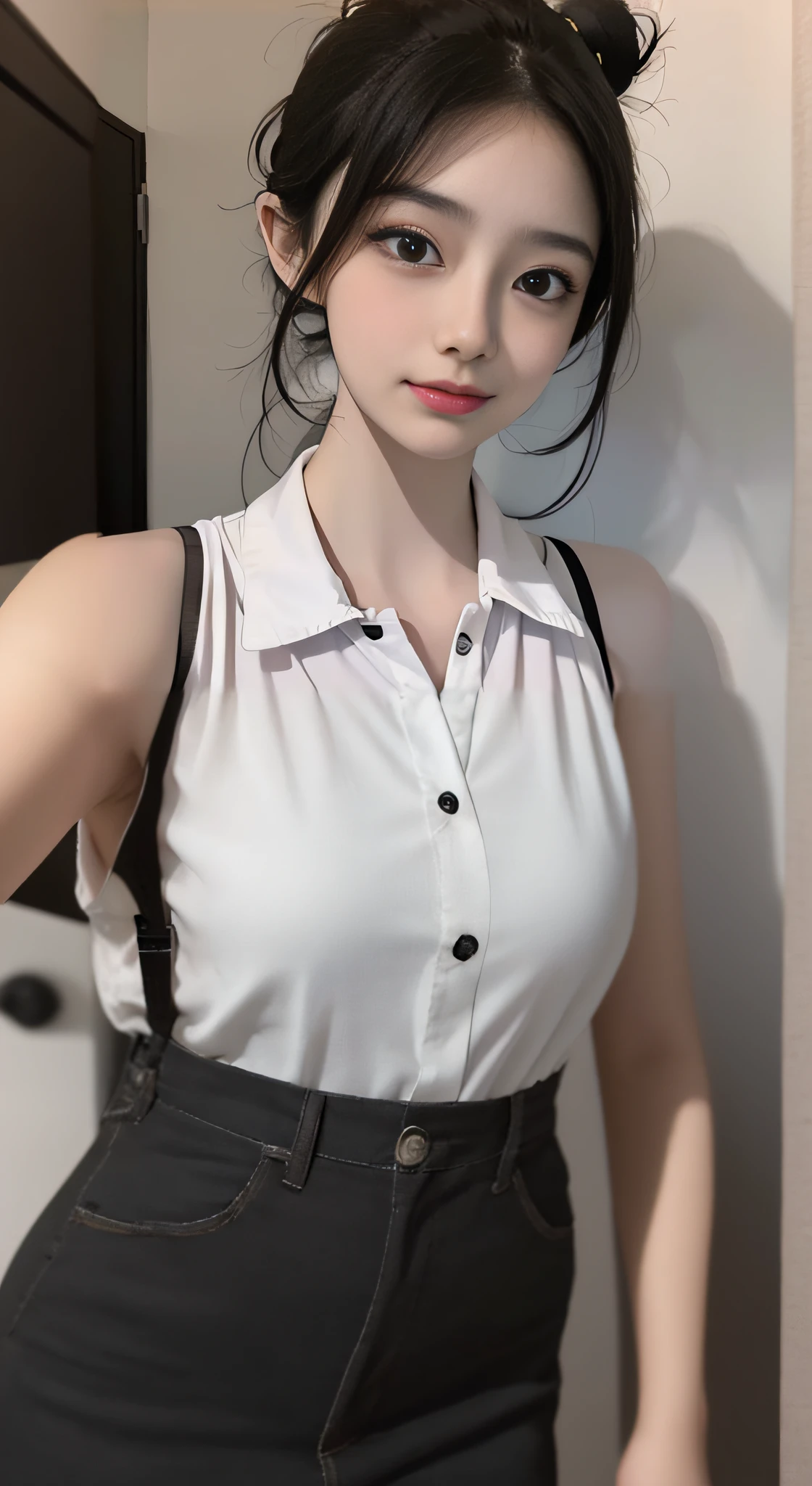 a close up of a woman with a white shirt and black hair, ulzzang, girl cute-fine-face, young adorable korean face, cute natural anime face, young cute wan asian face, 8k selfie photograph, wan adorable korean face, with cute - fine - face, korean girl, kawaii realistic portrait, artwork in the style of guweiz