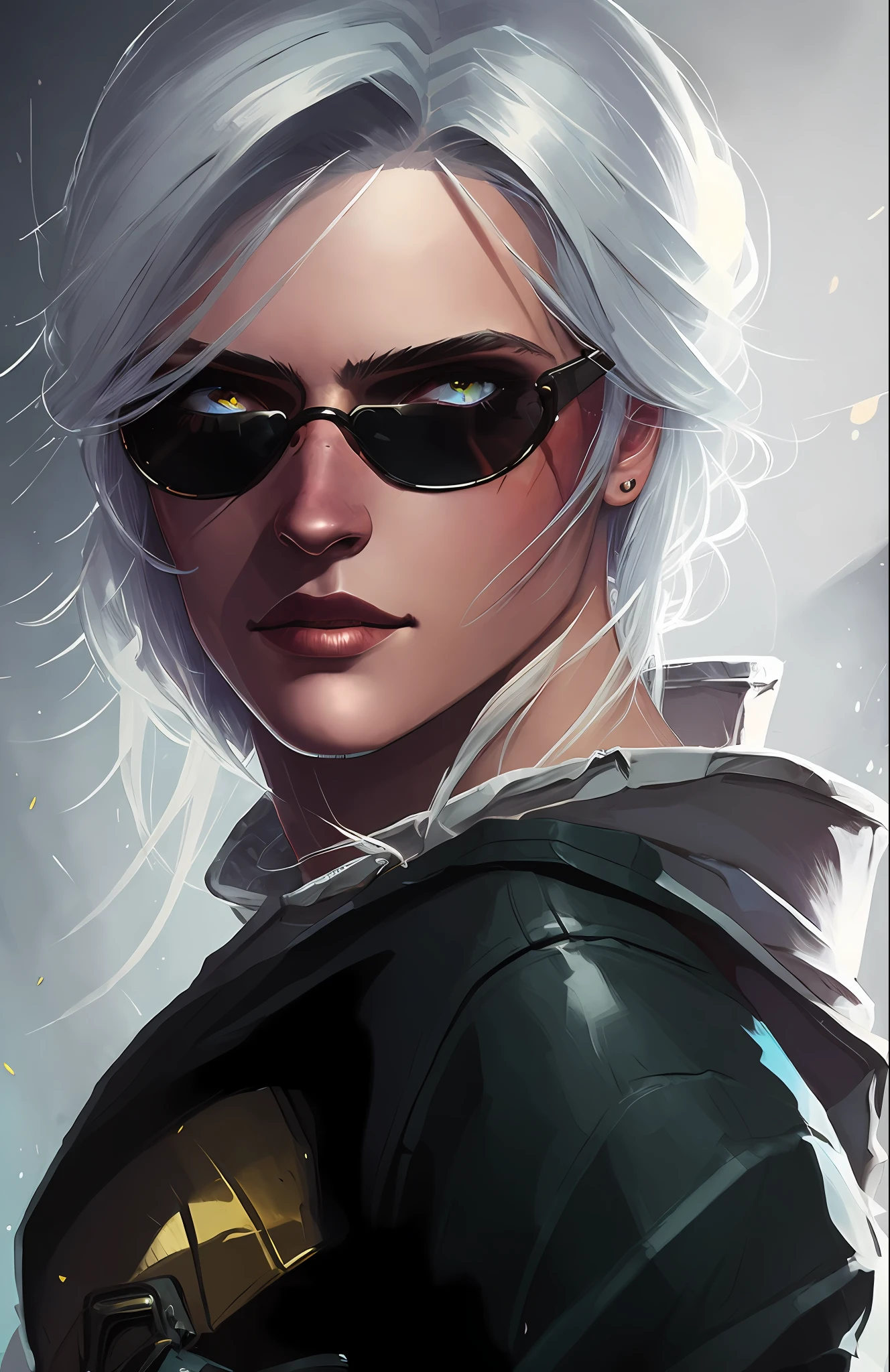 (dark shot:1.1), epic realistic, portrait of halo, sunglasses, blue eyes, tartan scarf, white hair by atey ghailan, by greg rutkowski, by greg tocchini, by james gilleard, by joe fenton, by kaethe butcher, gradient yellow, black, brown and magenta color scheme, grunge aesthetic!!! graffiti tag wall background, art by greg rutkowski and artgerm, soft cinematic light, adobe lightroom, photolab, hdr, intricate, highly detailed, (depth of field:1.4), faded, (neutral colors:1.2), (hdr:1.4), (muted colors:1.2), hyperdetailed, (artstation:1.4), cinematic, warm lights, dramatic light, (intricate details:1.1), complex background, (rutkowski:0.66), (teal and orange:0.4)